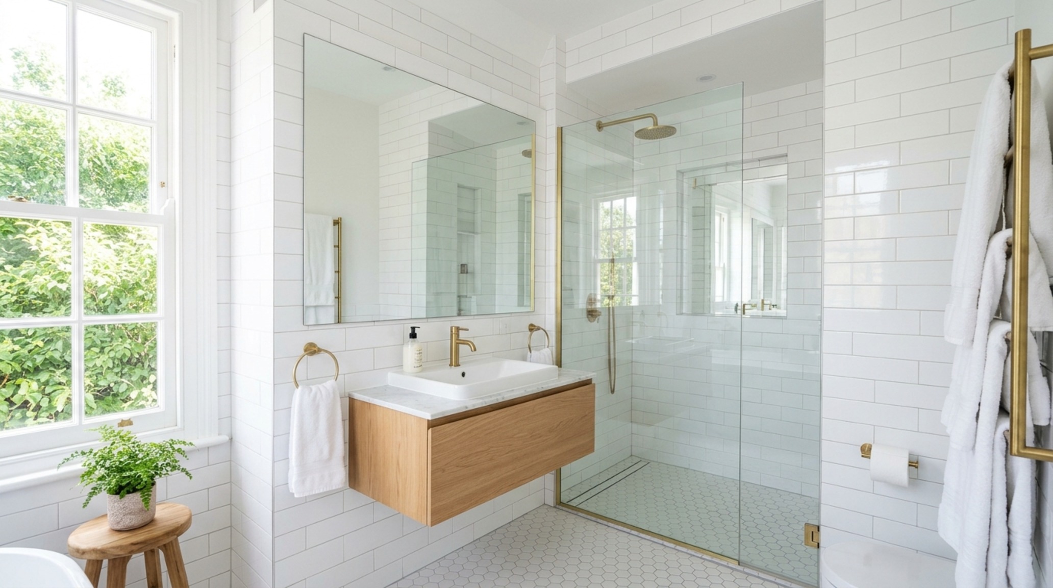 light reflectance value in design maximized in a small bathroom with glossy tiles and large-scale mirrors to double the perceived area. light reflectance value in design maximized in a small bathroom with glossy tiles and large-scale mirrors to double the perceived area.