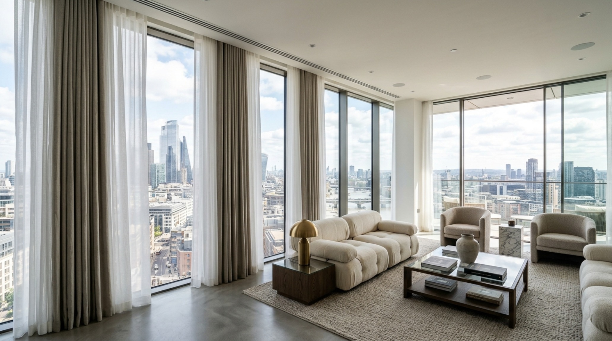 floor-to-ceiling window treatments in a modern high-rise bedroom showcasing how vertical lines expand the perceived volume of the space floor-to-ceiling window treatments in a modern high-rise bedroom showcasing how vertical lines expand the perceived volume of the space