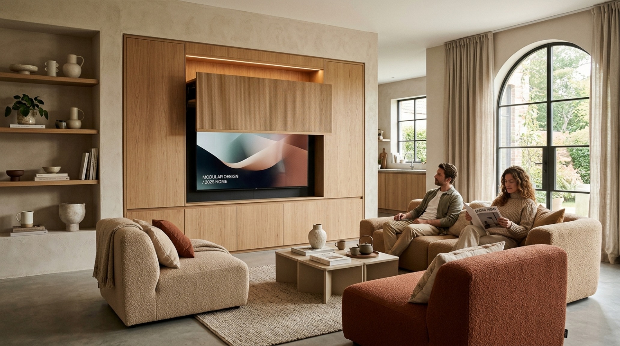 2025 interior design trends showcasing a multi-functional 'Adaptive Room' with sliding partitions and integrated tech panels 2025 interior design trends showcasing a multi-functional 'Adaptive Room' with sliding partitions and integrated tech panels