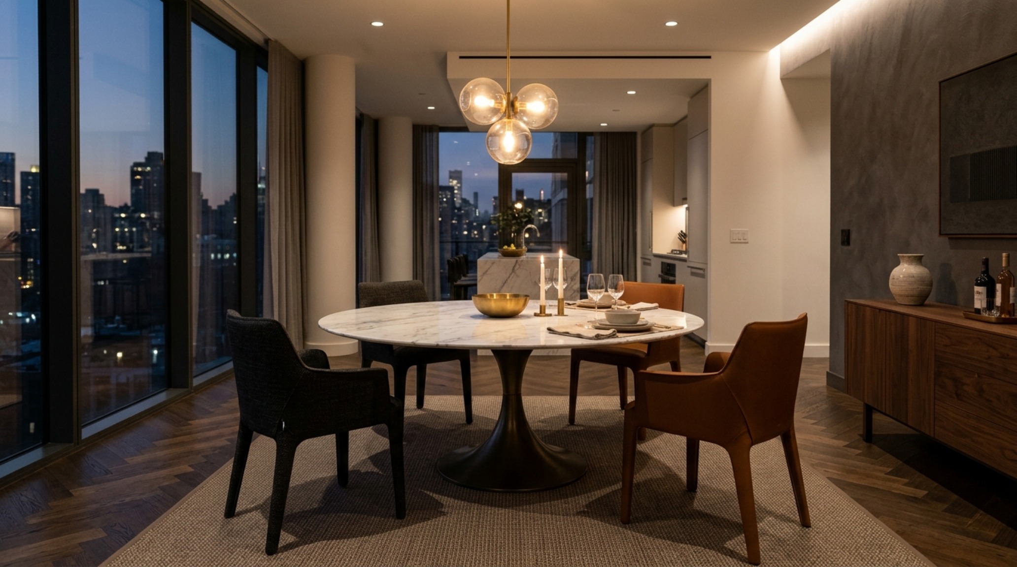 modern luxury layout rules in a dining room featuring 30-inch chair clearances and a sculptural pendant light at 2700K warm temperature modern luxury layout rules in a dining room featuring 30-inch chair clearances and a sculptural pendant light at 2700K warm temperature