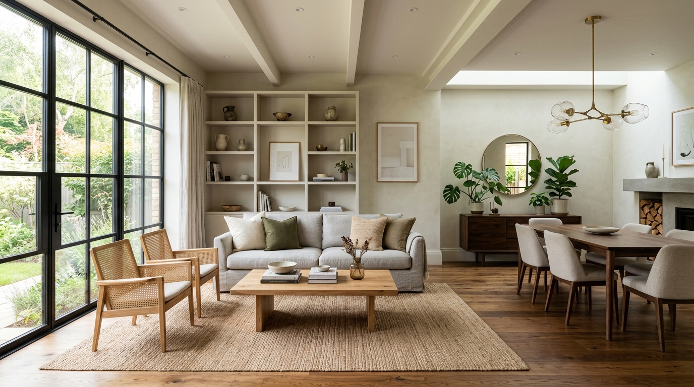High-end interior design visual depicting narrow entryway ideas