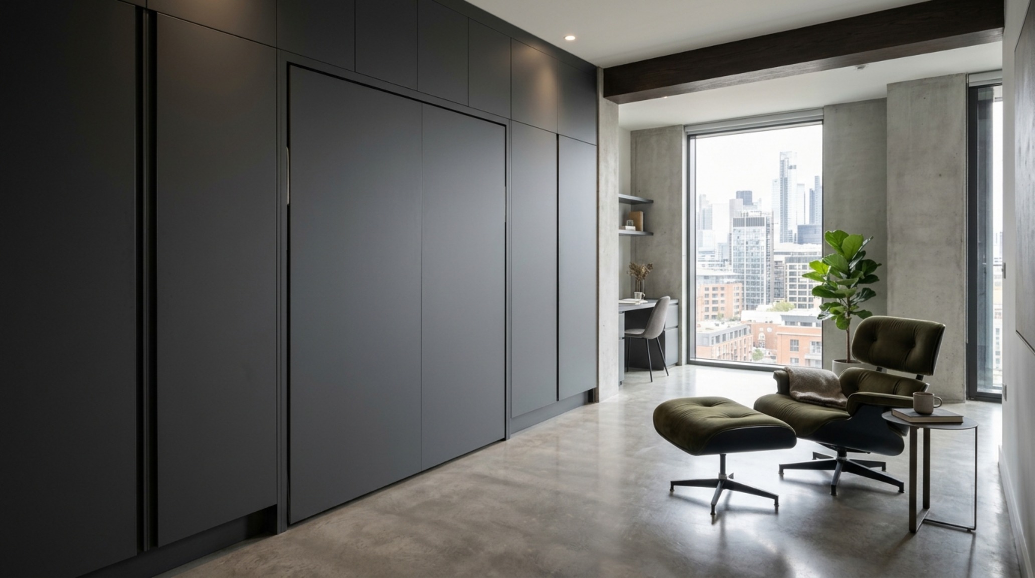 hidden beds for studio apartments showcased in a closed position as a minimalist feature wall with shadow-gap detailing and brass hardware hidden beds for studio apartments showcased in a closed position as a minimalist feature wall with shadow-gap detailing and brass hardware