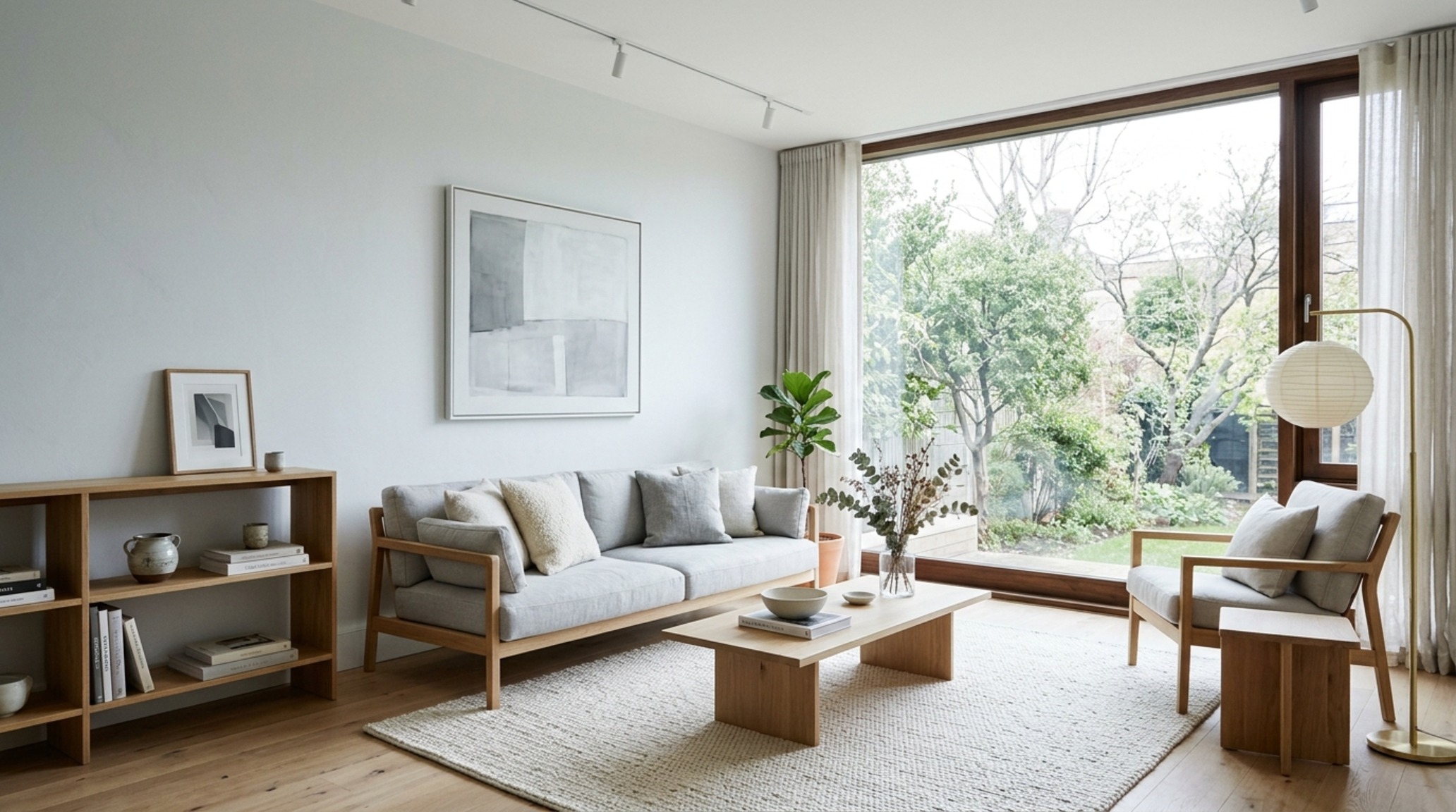 cool colors to paint a room applied to a north-facing living room featuring Benjamin Moore Paper White walls and minimalist white oak shelving cool colors to paint a room applied to a north-facing living room featuring Benjamin Moore Paper White walls and minimalist white oak shelving