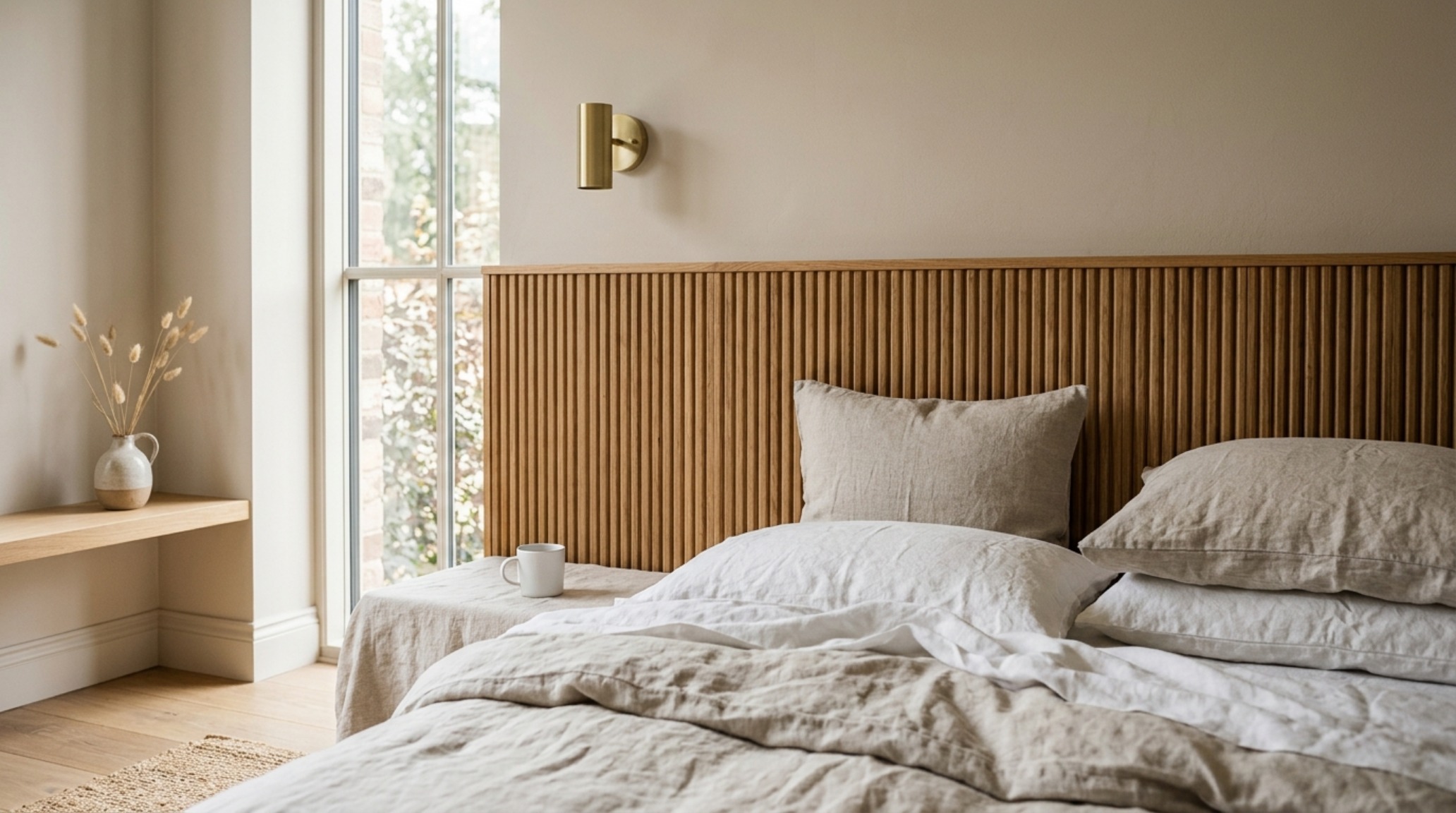 An editorial view of a minimalist bedroom with high CRI lighting and soft organic linens, reflecting early 2017 design sensibilities.