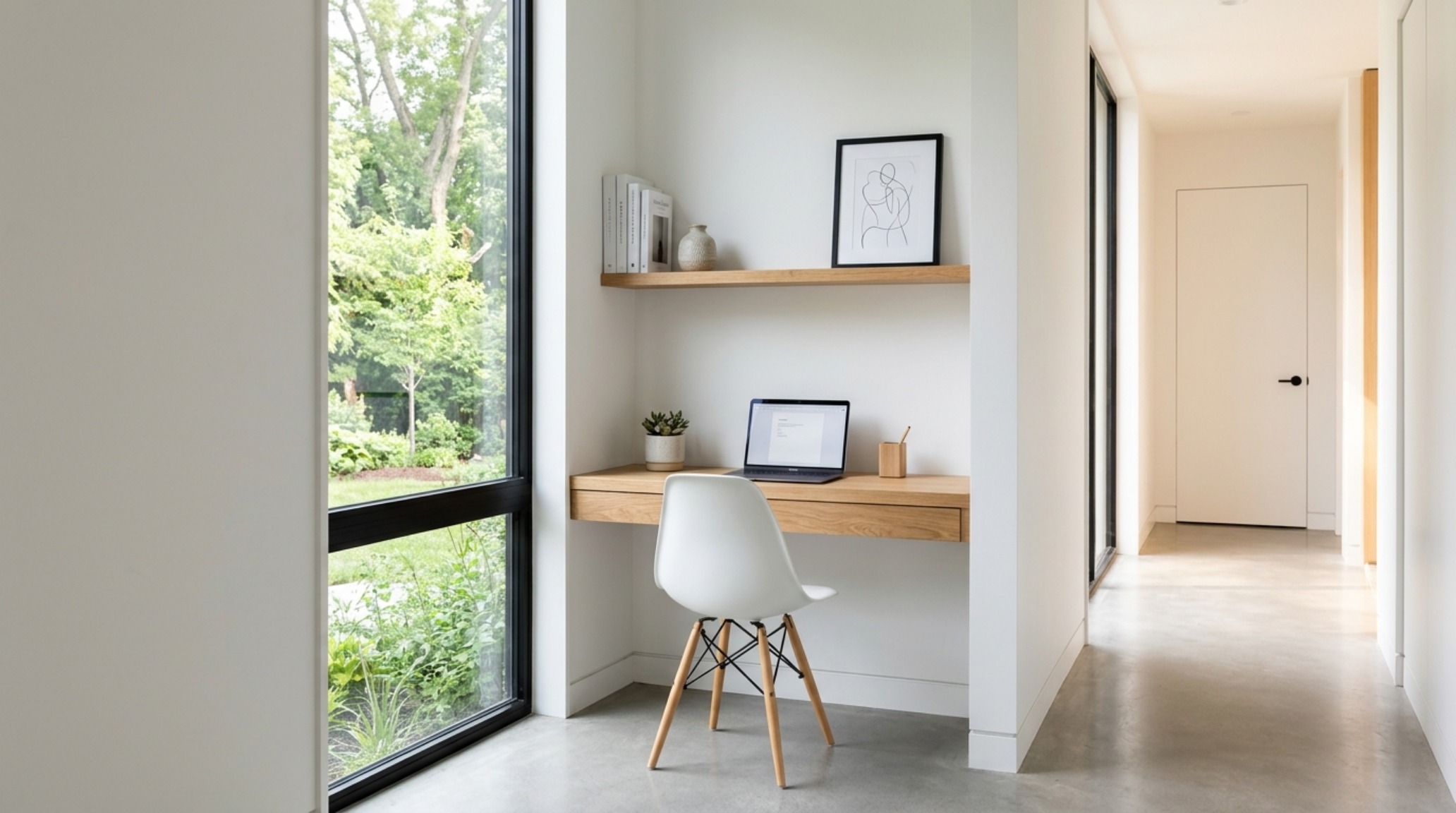 best architecture sites 2025 detailing a minimalist home office with hidden cable management and ergonomic spatial proportions