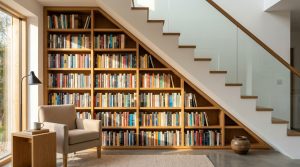 The Midnight Reader’s Sanctuary: Atmospheric Textures And 2700K Glow Under The Stairs – Visual 2
