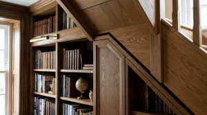 The Midnight Reader’s Sanctuary: Atmospheric Textures And 2700K Glow Under The Stairs – Visual 6