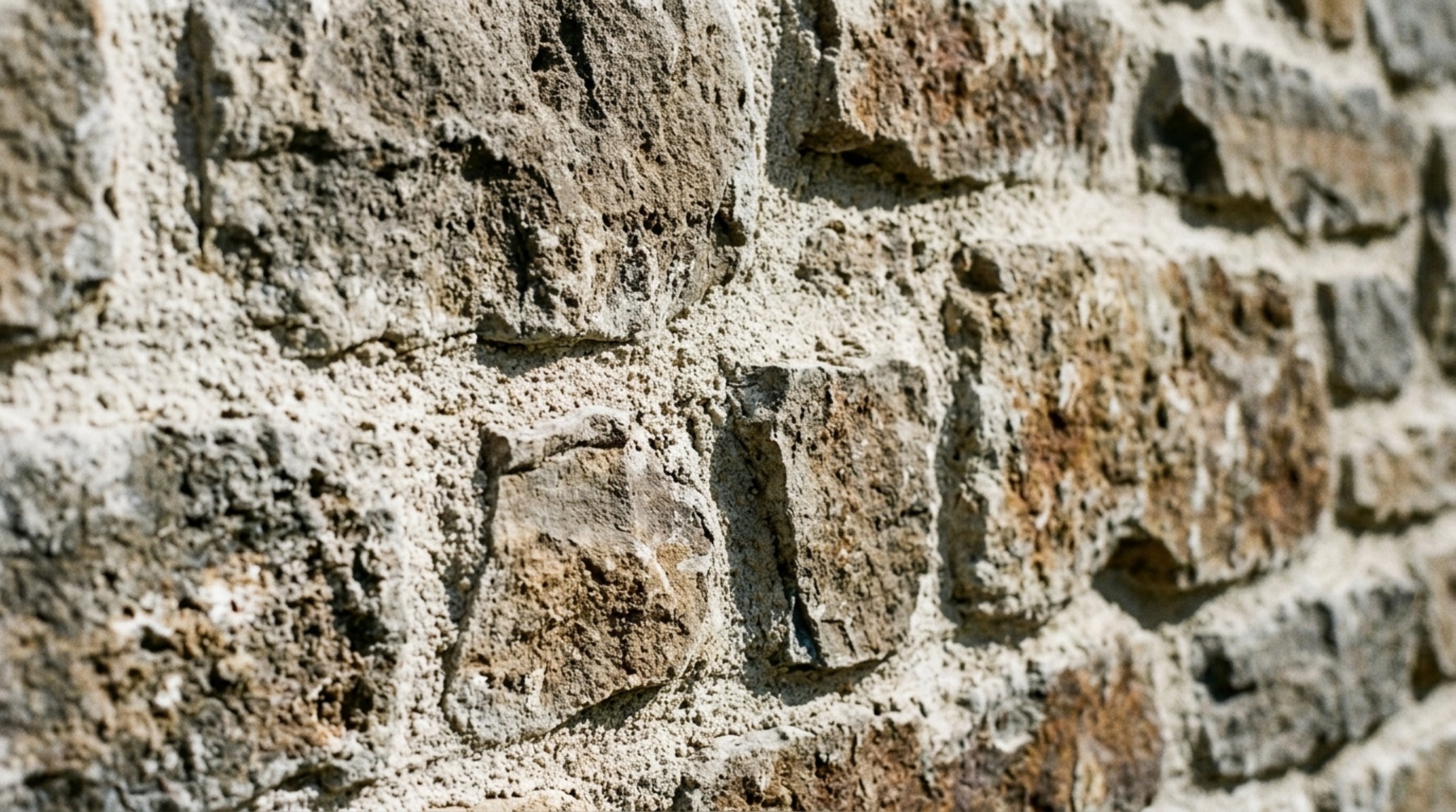 Reclaimed stone veneer installation detailed view, showing the tactile variation of hand-picked stones and the depth of the mortar joints. Reclaimed stone veneer installation detailed view, showing the tactile variation of hand-picked stones and the depth of the mortar joints.