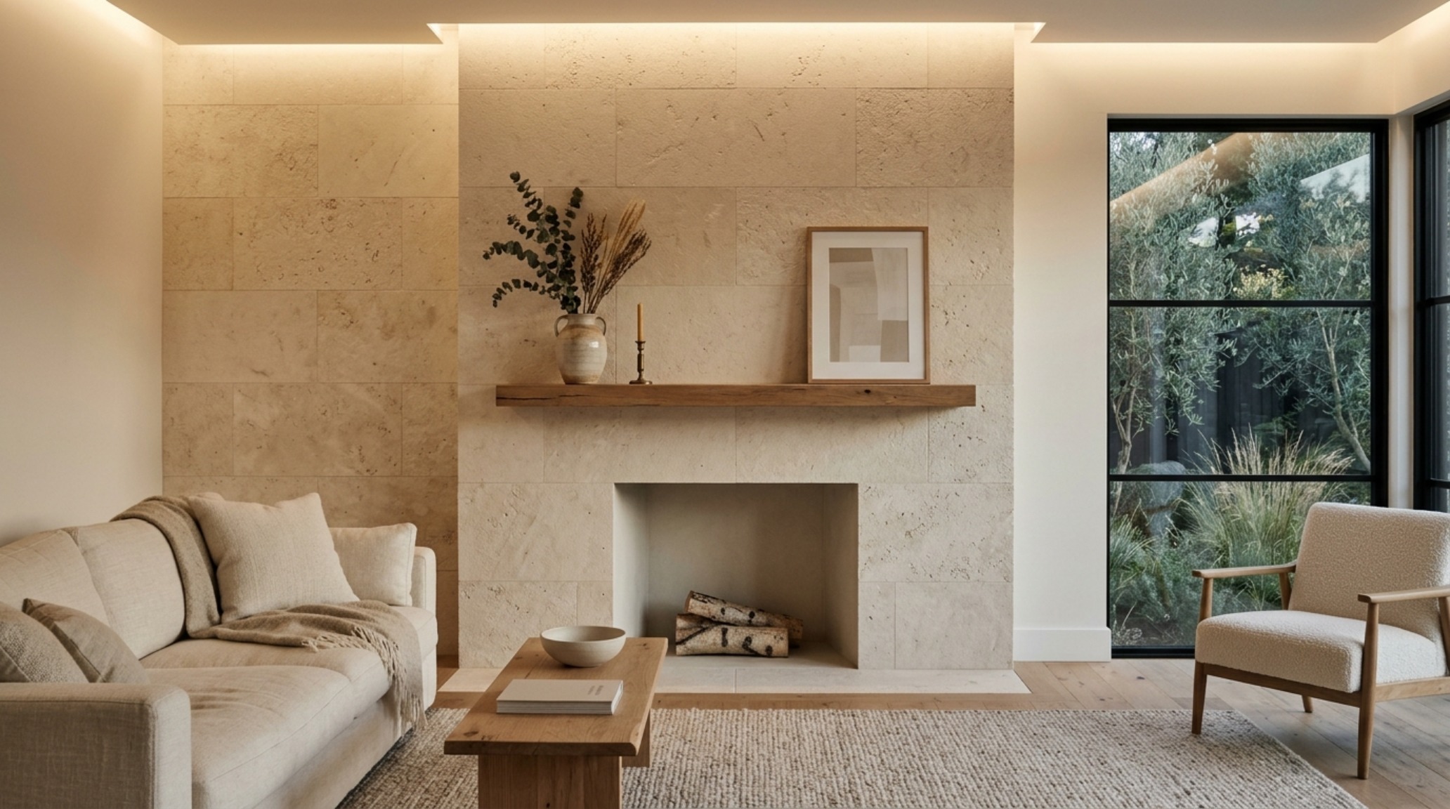 Limestone mantel styling tips showcasing a minimalist cream-toned hearth with a floating oak shelf and soft directional grazing light. Limestone mantel styling tips showcasing a minimalist cream-toned hearth with a floating oak shelf and soft directional grazing light.