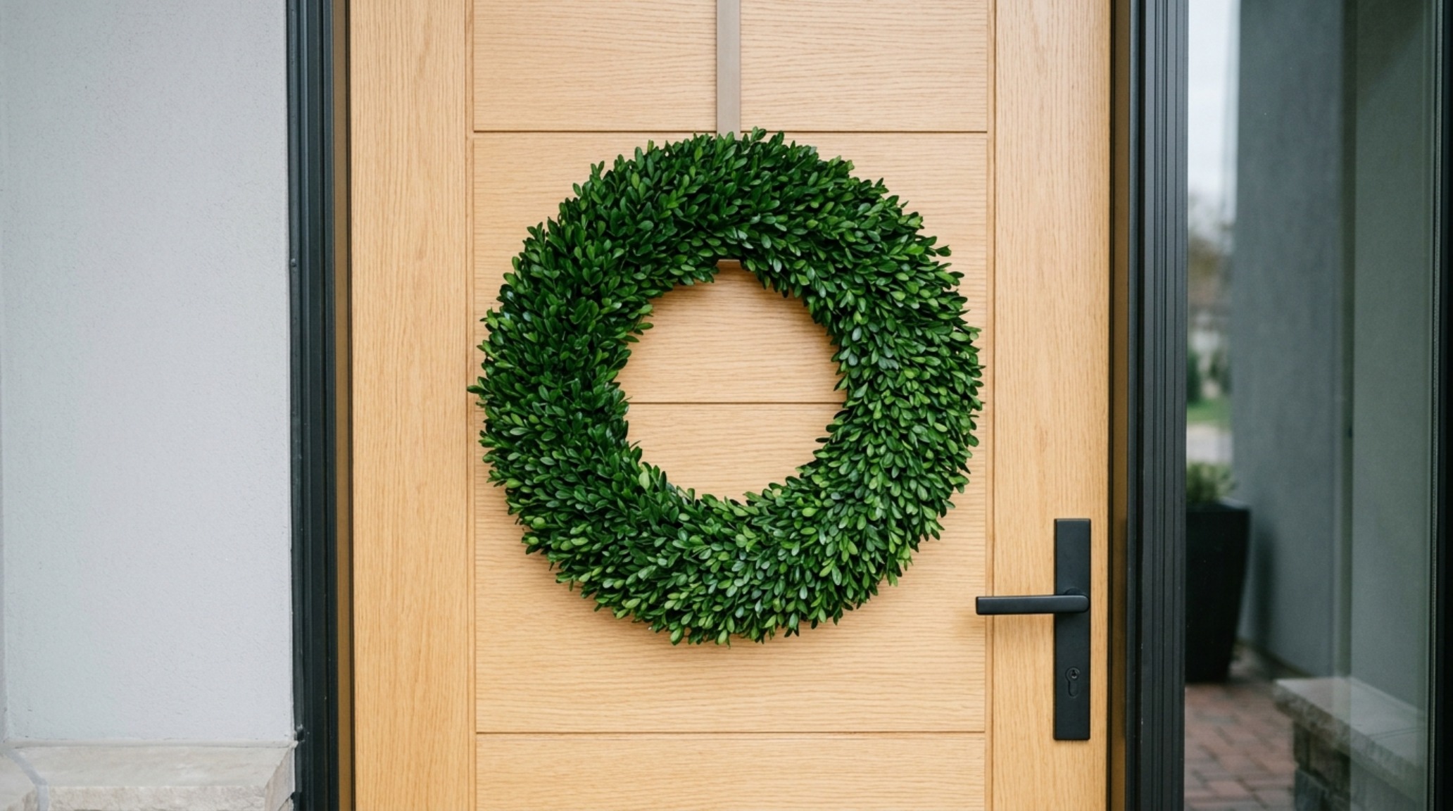 minimalist front door wreaths featuring a simple hoop with dried eucalyptus and a long 4-inch forest green velvet ribbon minimalist front door wreaths featuring a simple hoop with dried eucalyptus and a long 4-inch forest green velvet ribbon