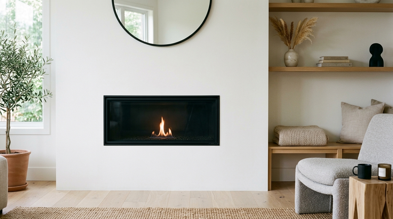 Modern minimalist interior design featuring a sunken living area with built-in seating.