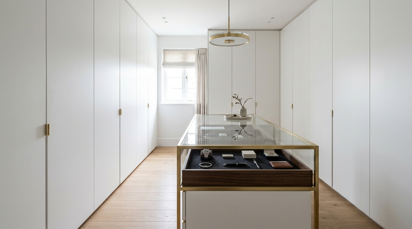 An airy minimalist loft with exposed beams and an open floor plan.