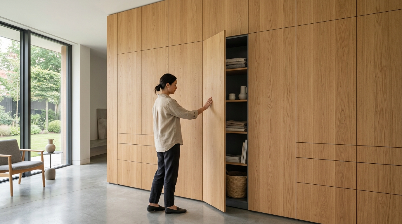 An uncluttered minimalist bookshelf used as a decorative element rather than storage. An uncluttered minimalist bookshelf used as a decorative element rather than storage.