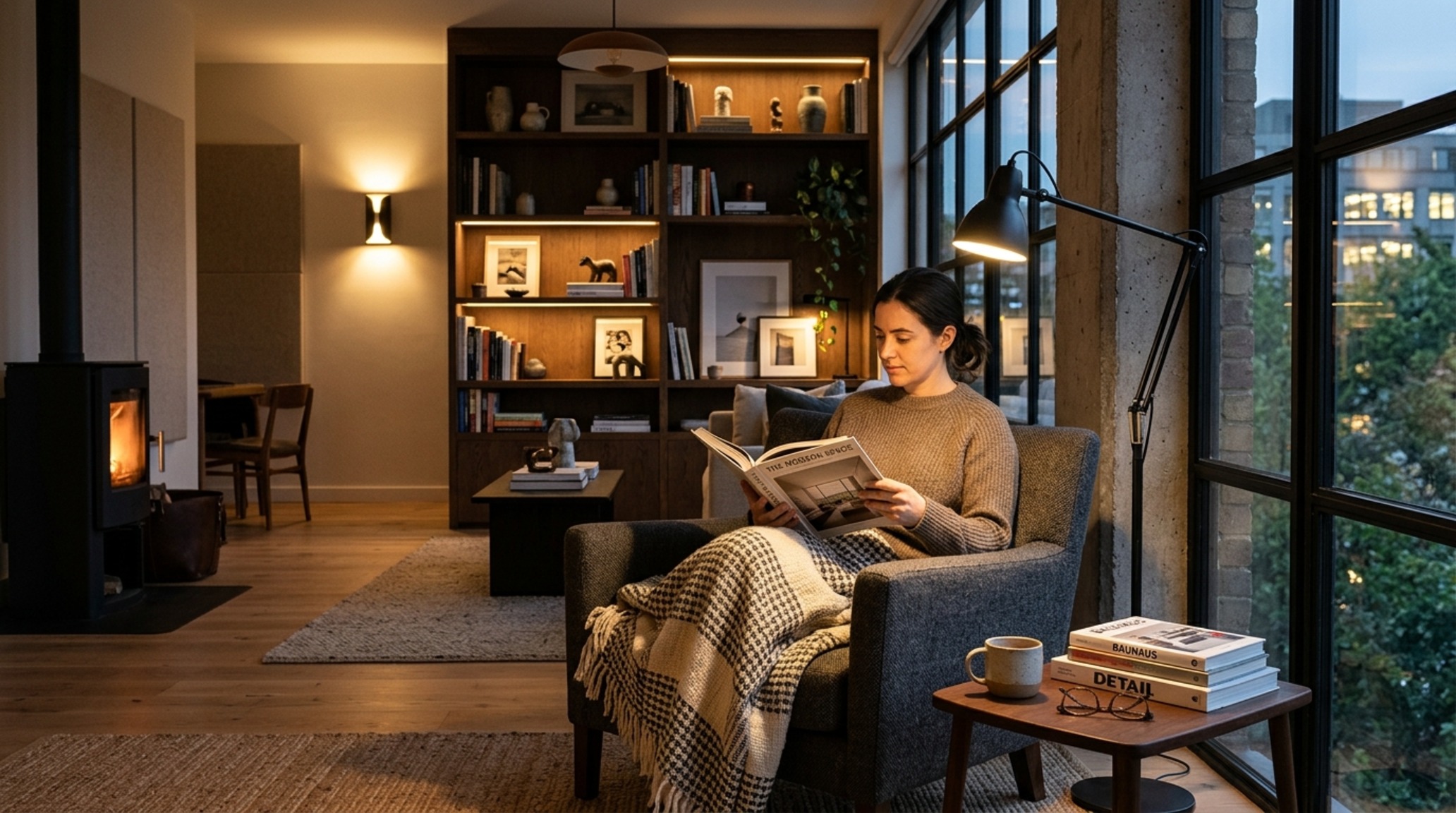 modern living room lighting layers demonstrating task lighting with an adjustable matte black reading lamp next to a linen armchair modern living room lighting layers demonstrating task lighting with an adjustable matte black reading lamp next to a linen armchair