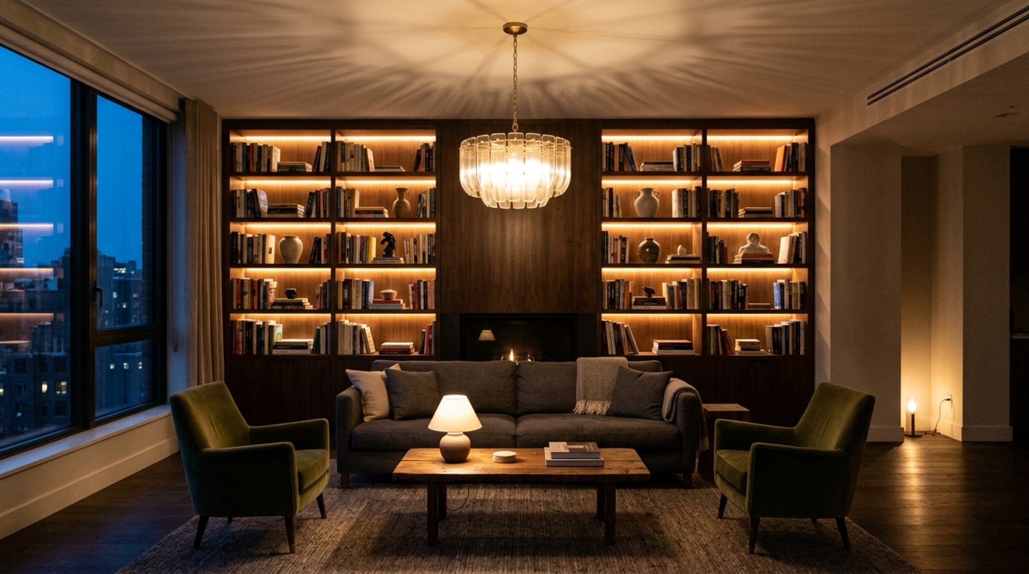 modern living room lighting layers with warm LED strip accents under floating shelves and dimmable architectural pendants modern living room lighting layers with warm LED strip accents under floating shelves and dimmable architectural pendants