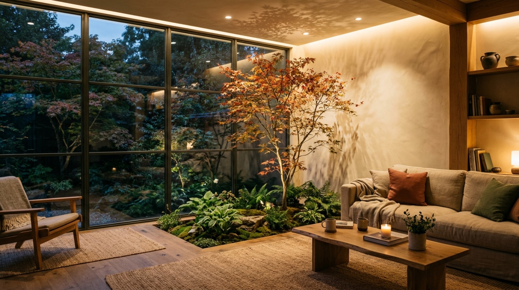 biophilic home design tips showcased through large-scale steel-framed windows and internal courtyard greenery with natural light play biophilic home design tips showcased through large-scale steel-framed windows and internal courtyard greenery with natural light play