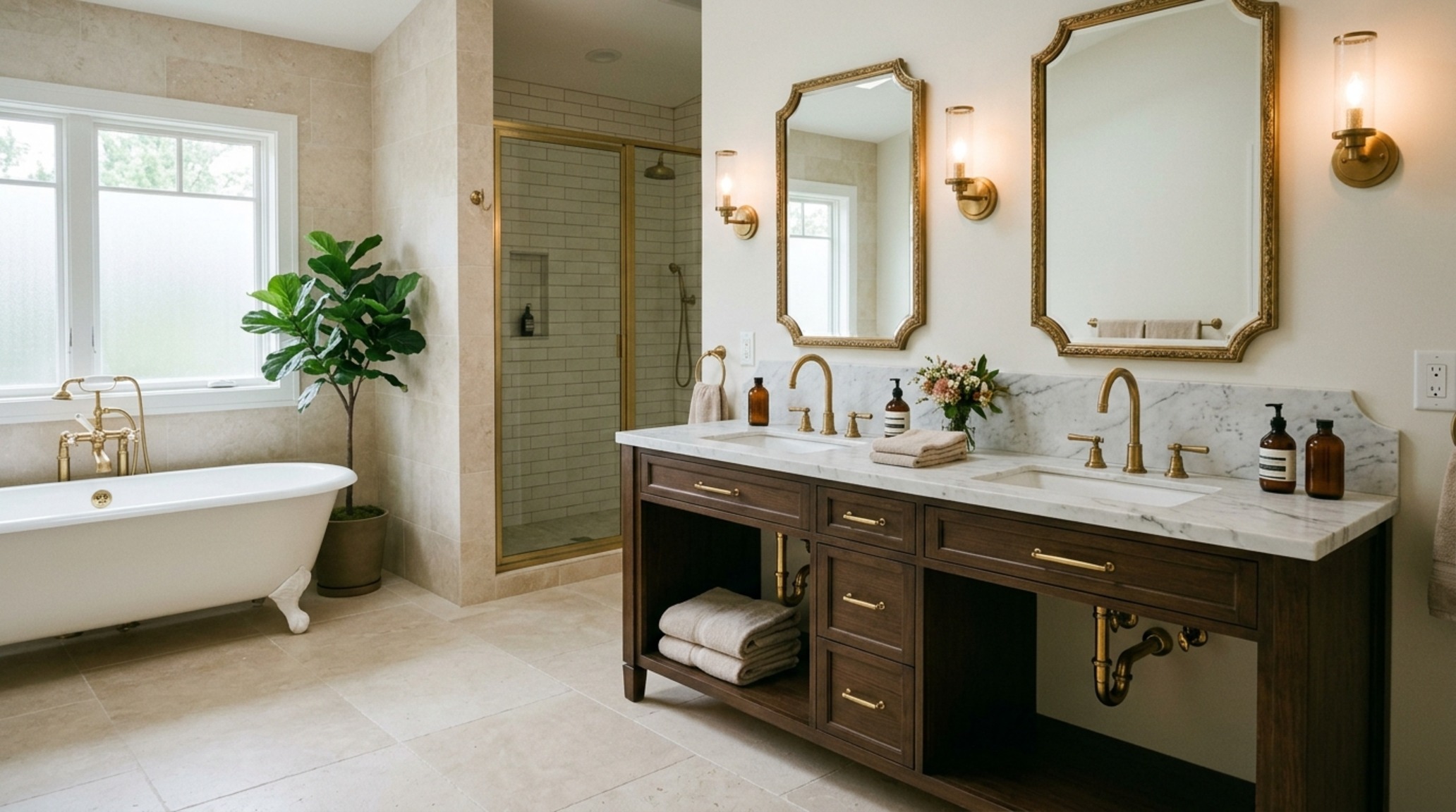 residential ergonomic dimensions for a primary bathroom suite featuring a 60-inch double vanity and curbless walk-in shower residential ergonomic dimensions for a primary bathroom suite featuring a 60-inch double vanity and curbless walk-in shower