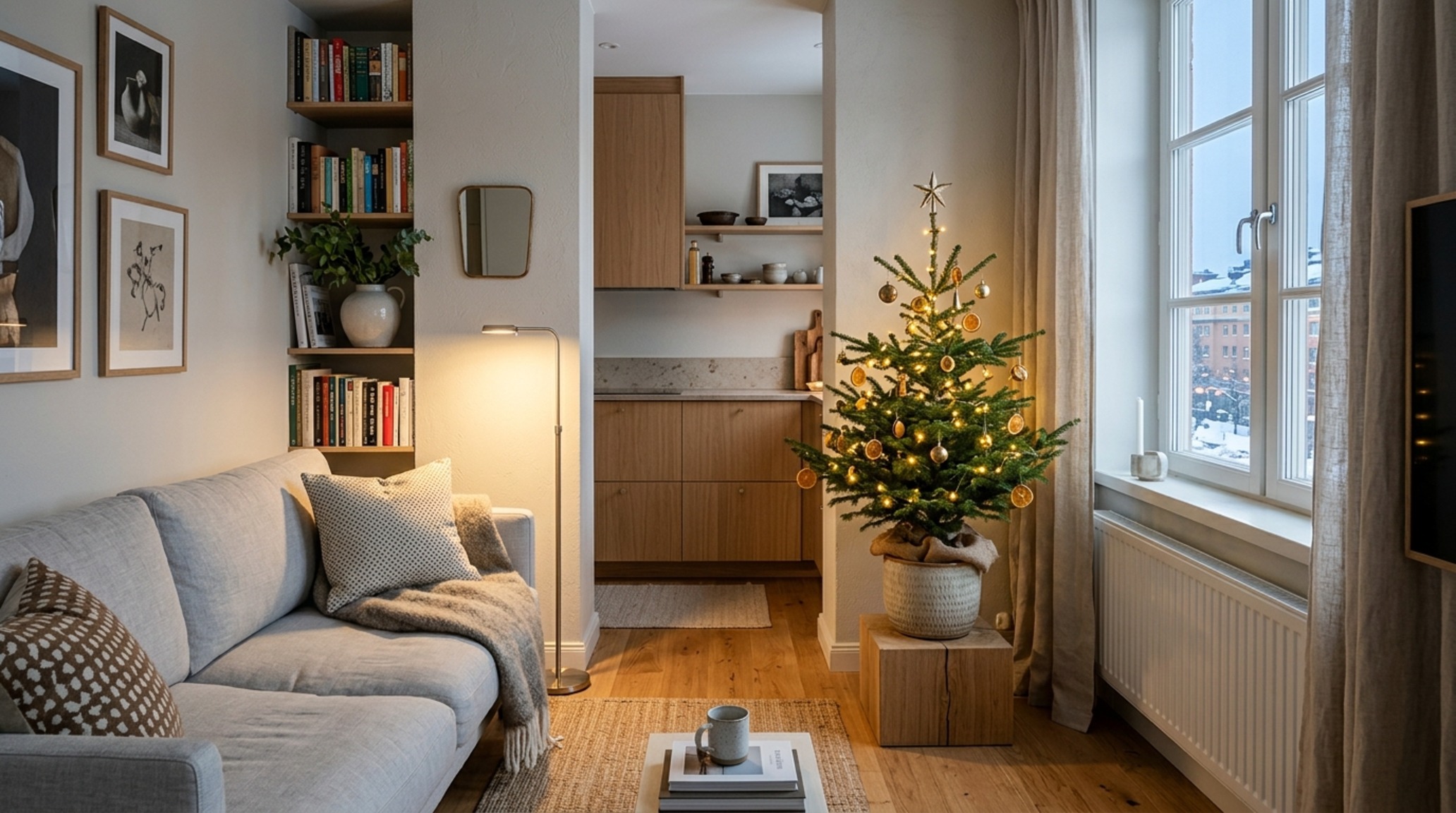 small living room tree placement guide highlighting a small tree elevated on a travertine plinth to save floor space in a compact suite small living room tree placement guide highlighting a small tree elevated on a travertine plinth to save floor space in a compact suite