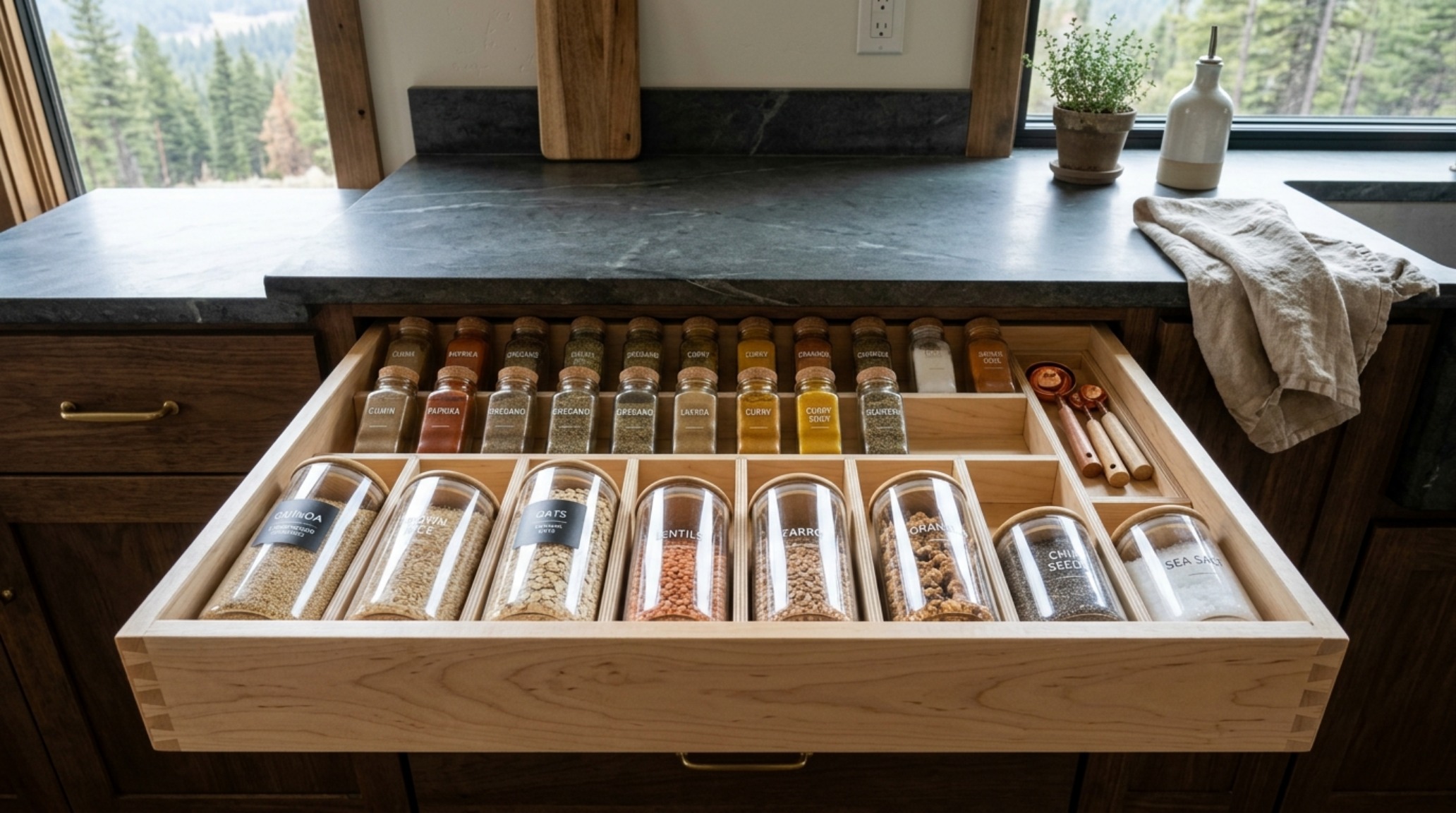 An integrated water filtration system hidden within a sleek kitchen island, showcasing modern antikythera island pay to live there ideas for functionality.