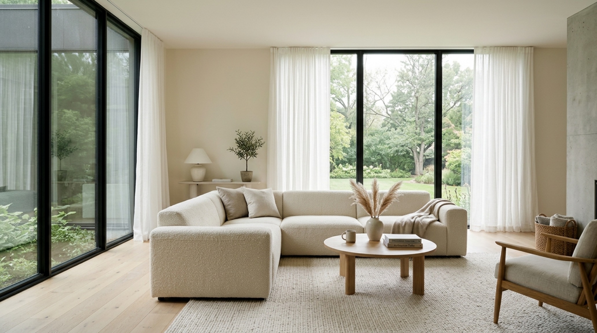 A sprawling cream bouclé sectional sofa in a minimalist living room with floor-to-ceiling windows, highlighting the best memorial day sales deals couches decor ideas for an airy, organic modern aesthetic. A sprawling cream bouclé sectional sofa in a minimalist living room with floor-to-ceiling windows, highlighting the best memorial day sales deals couches decor ideas for an airy, organic modern aesthetic.
