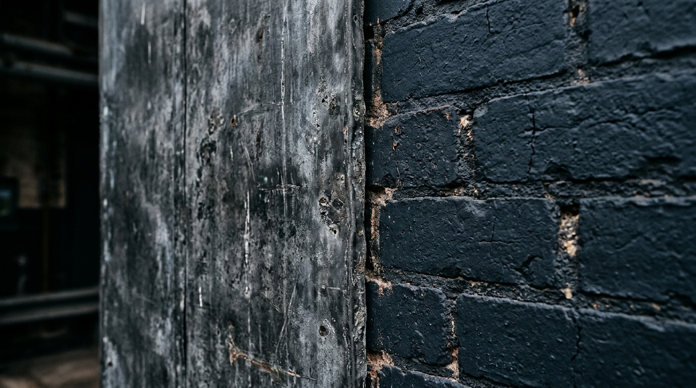 Close-up of a weathered zinc planter against a dark Farrow and Ball Railings backdrop on a contemporary terrace. Close-up of a weathered zinc planter against a dark Farrow and Ball Railings backdrop on a contemporary terrace.