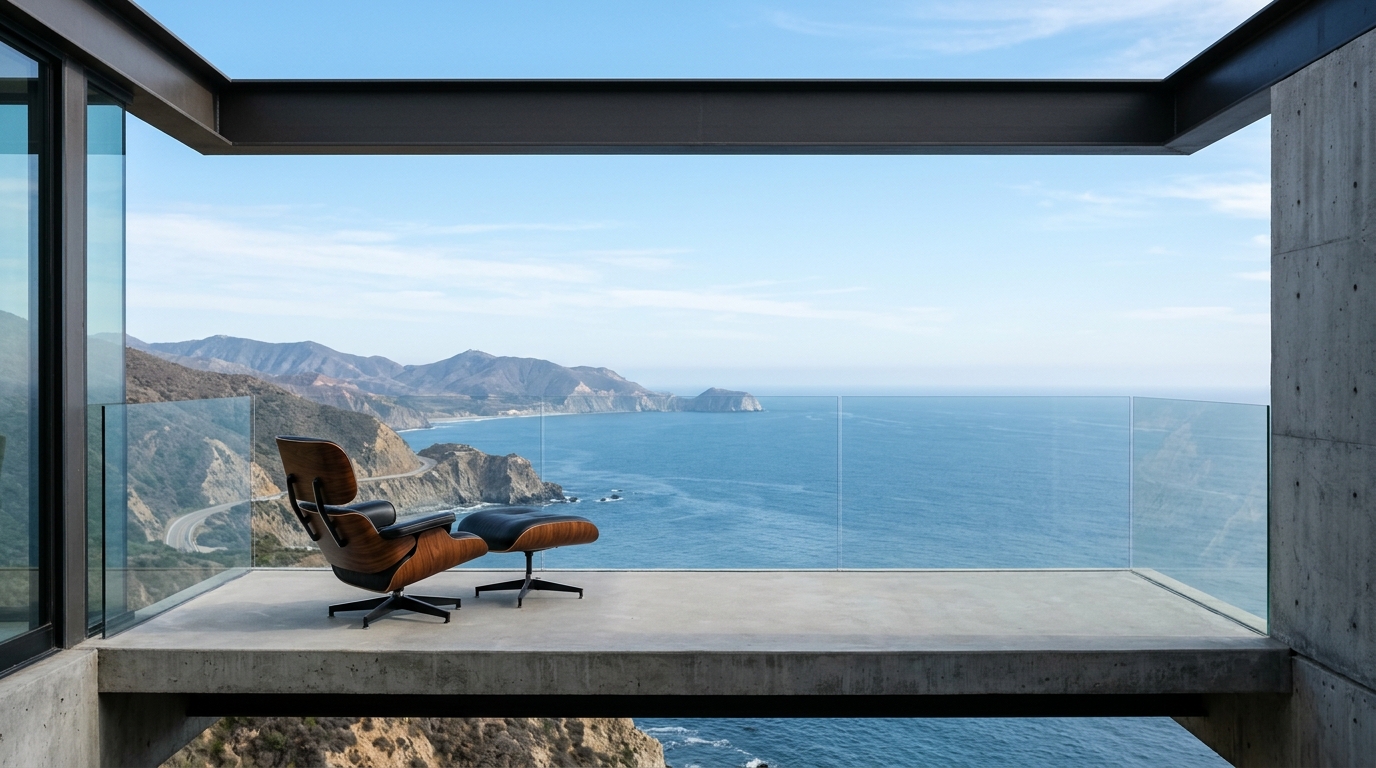 Quiet luxury balcony inspiration with a single designer chair and a curated view of the urban skyline. Quiet luxury balcony inspiration with a single designer chair and a curated view of the urban skyline.