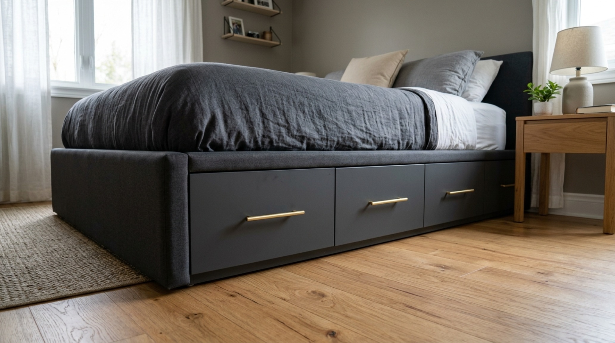 storage beds for small rooms with side-access drawers on heavy-duty full-extension glides, styled with a monochrome industrial aesthetic. storage beds for small rooms with side-access drawers on heavy-duty full-extension glides, styled with a monochrome industrial aesthetic.