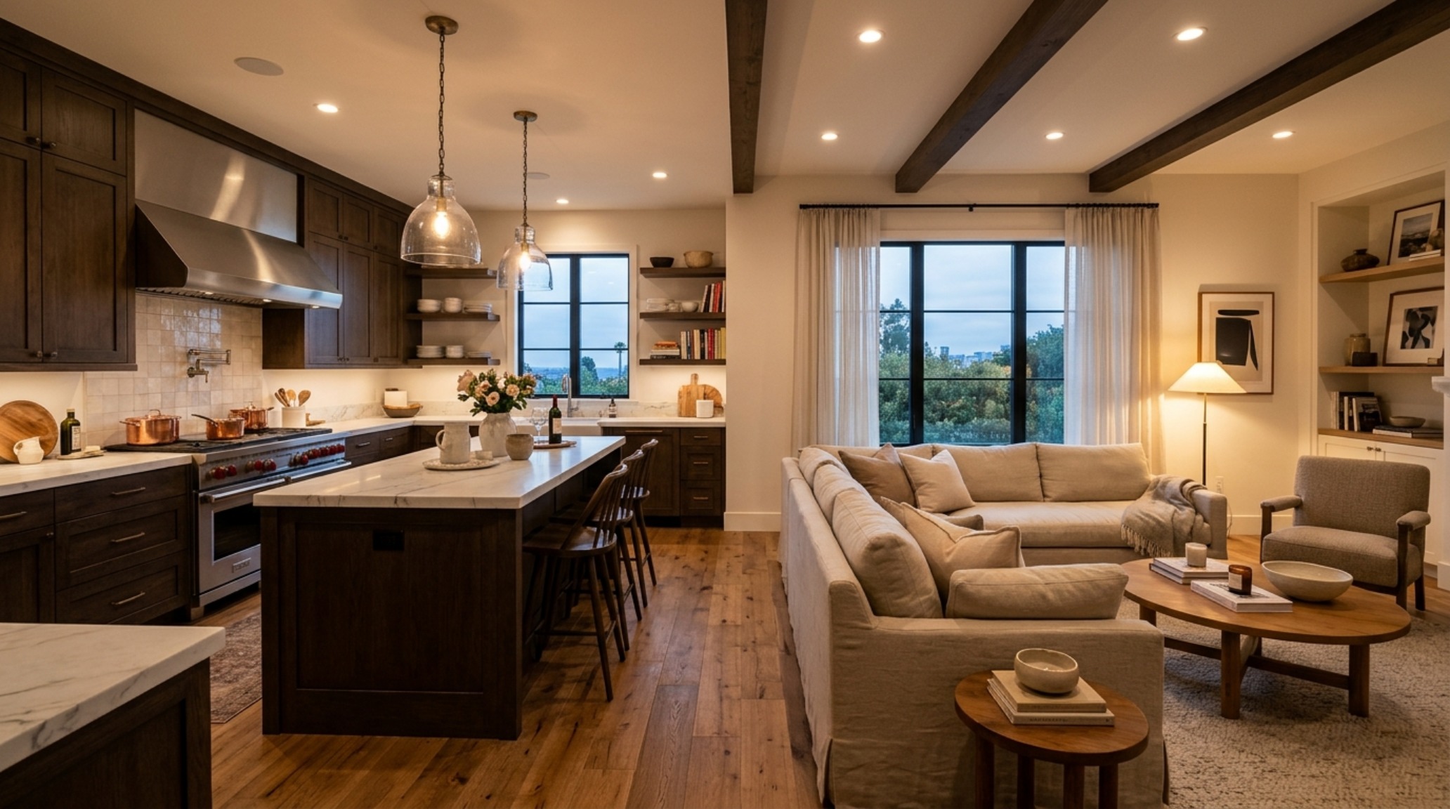 open plan living kitchen layouts demonstrating the seamless transition between a professional cooking zone and a soft-textured lounge area. open plan living kitchen layouts demonstrating the seamless transition between a professional cooking zone and a soft-textured lounge area.