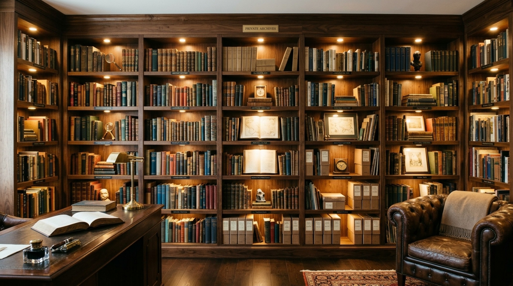 Preppy chic room makeover featuring a museum-quality display of 'The Canon' of literature on recessed-lighted bookshelves. Preppy chic room makeover featuring a museum-quality display of 'The Canon' of literature on recessed-lighted bookshelves.