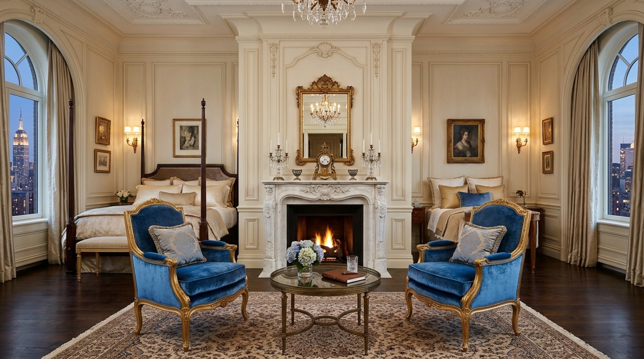 Gossip Girl interior design analysis of a symmetrical bedroom layout with twin Louis XVI chairs and a 30-inch seating clearance. Gossip Girl interior design analysis of a symmetrical bedroom layout with twin Louis XVI chairs and a 30-inch seating clearance.