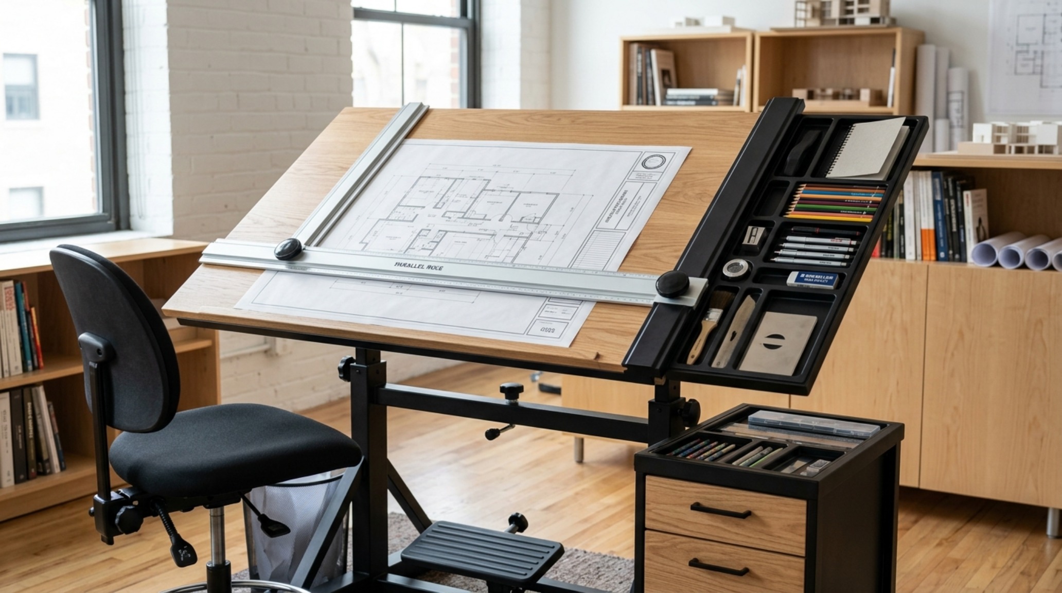 adjustable drafting table with storage highlighting the mechanical tilt mechanism and side trays for technical pens and architectural tools adjustable drafting table with storage highlighting the mechanical tilt mechanism and side trays for technical pens and architectural tools