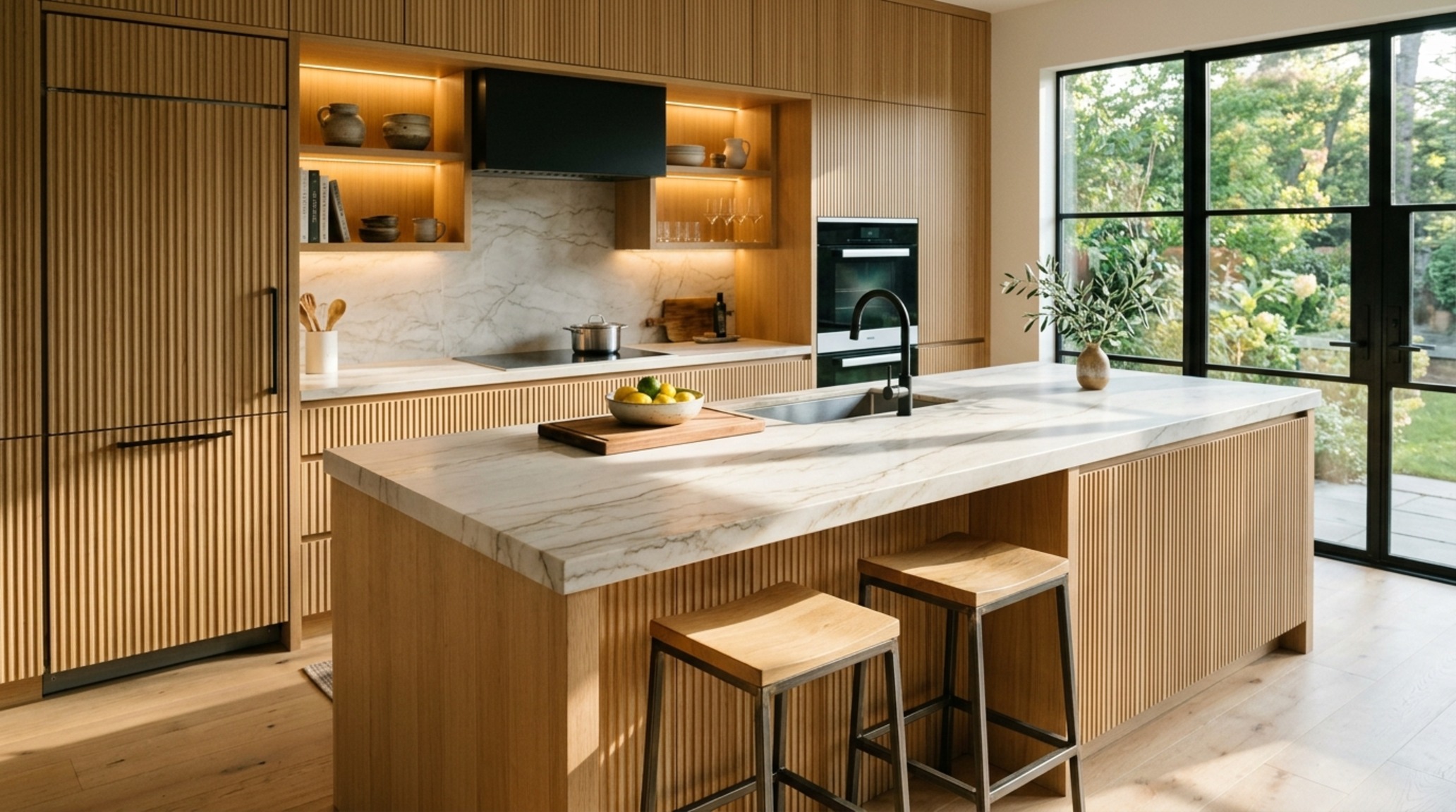 modern best kitchen counter material ideas featuring a massive honed Taj Mahal quartzite island with mitred edges and integrated brass sink fixtures modern best kitchen counter material ideas featuring a massive honed Taj Mahal quartzite island with mitred edges and integrated brass sink fixtures