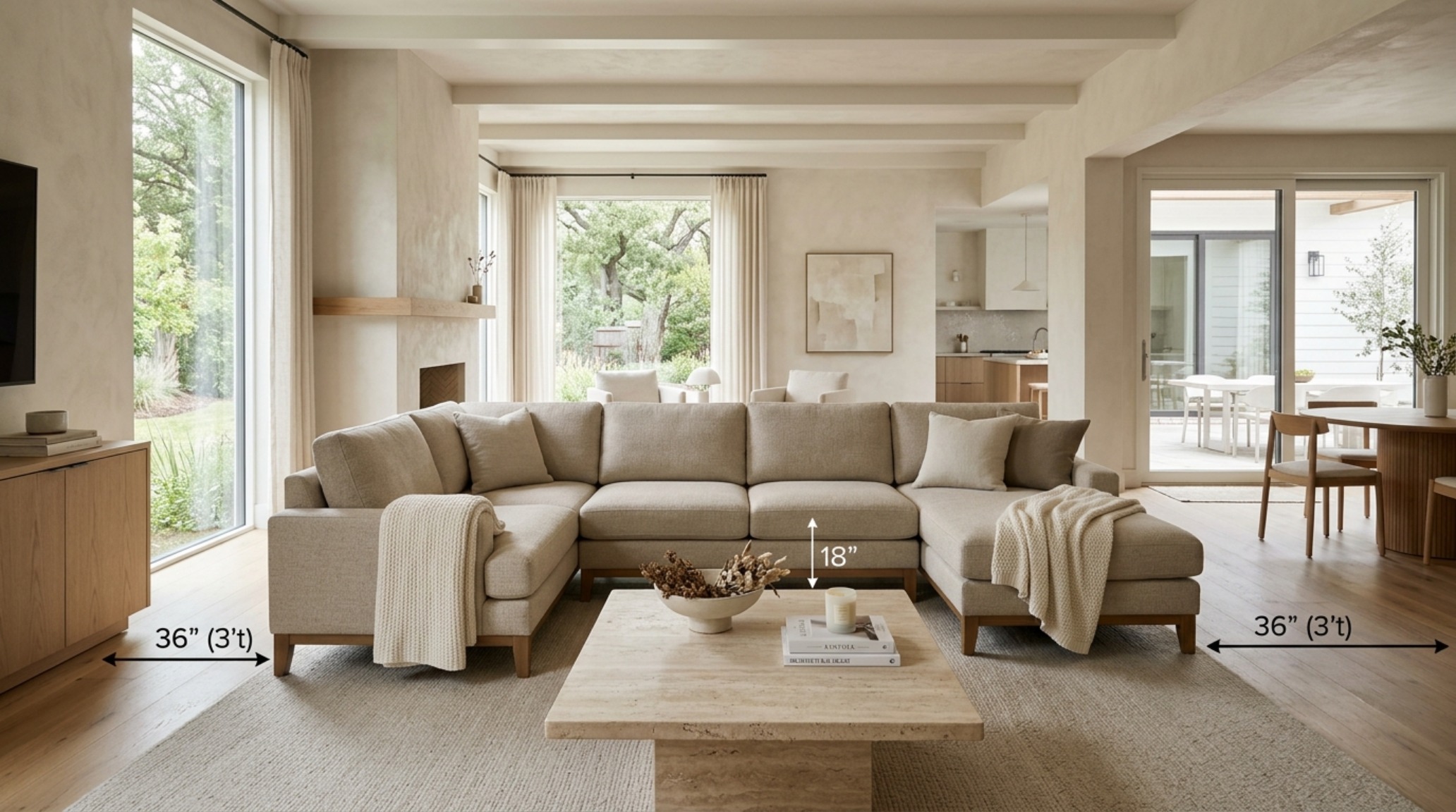 Architectural floor plan perspective showing the best crate and barrel sofas guide decor ideas layout with 18-inch coffee table spacing.