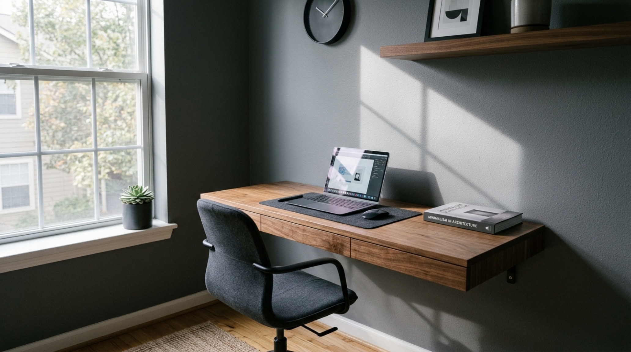Modern cool bedrooms for teenagers ideas showcasing a floating walnut desk with a 30-inch height, paired with a minimalist ergonomic chair and organized negative space for focus. Modern cool bedrooms for teenagers ideas showcasing a floating walnut desk with a 30-inch height, paired with a minimalist ergonomic chair and organized negative space for focus.