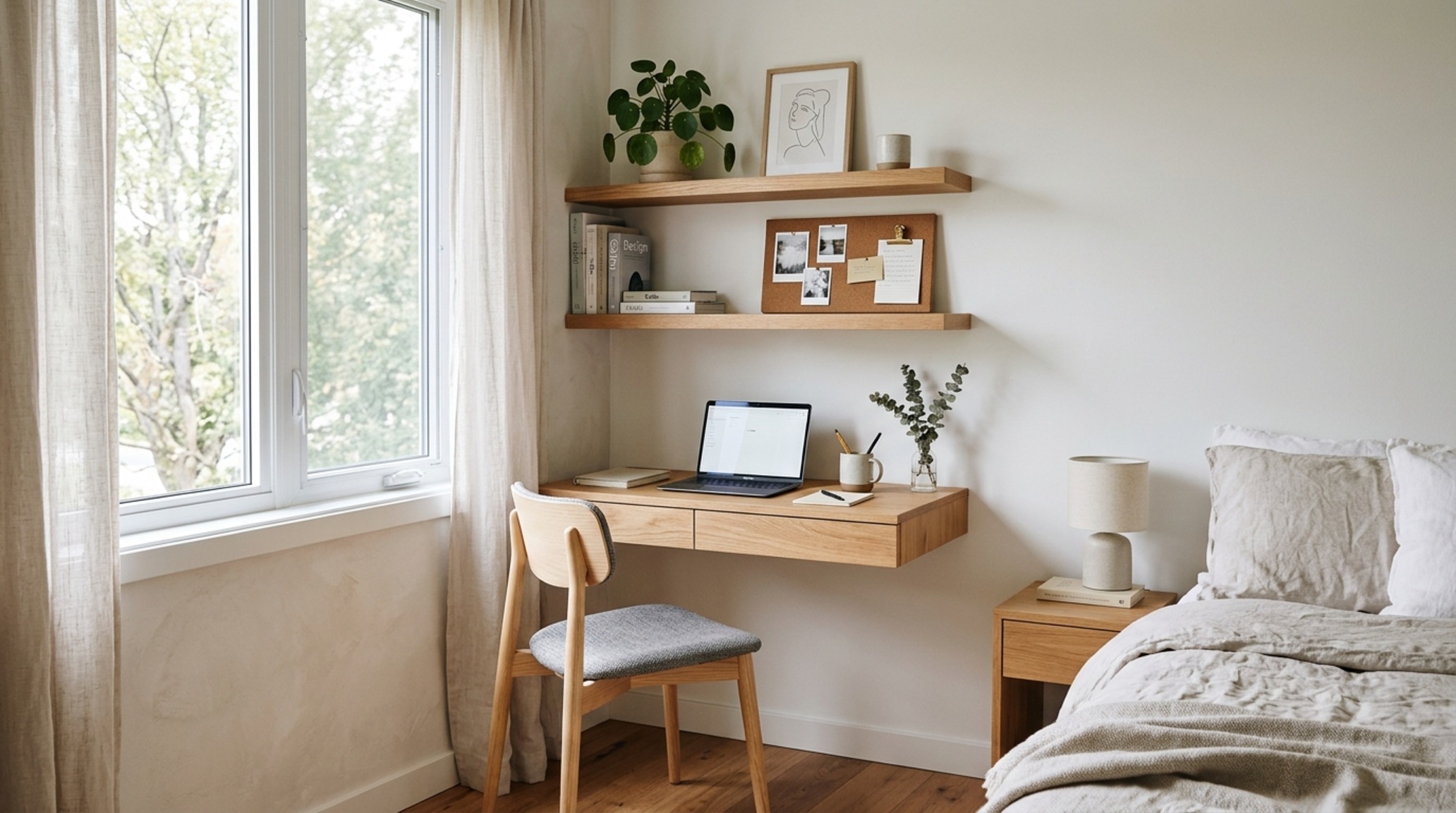 modern cool bedroom ideas for small rooms ideas with a minimalist work nook integrated into a corner using a floating desk and ergonomic chair modern cool bedroom ideas for small rooms ideas with a minimalist work nook integrated into a corner using a floating desk and ergonomic chair
