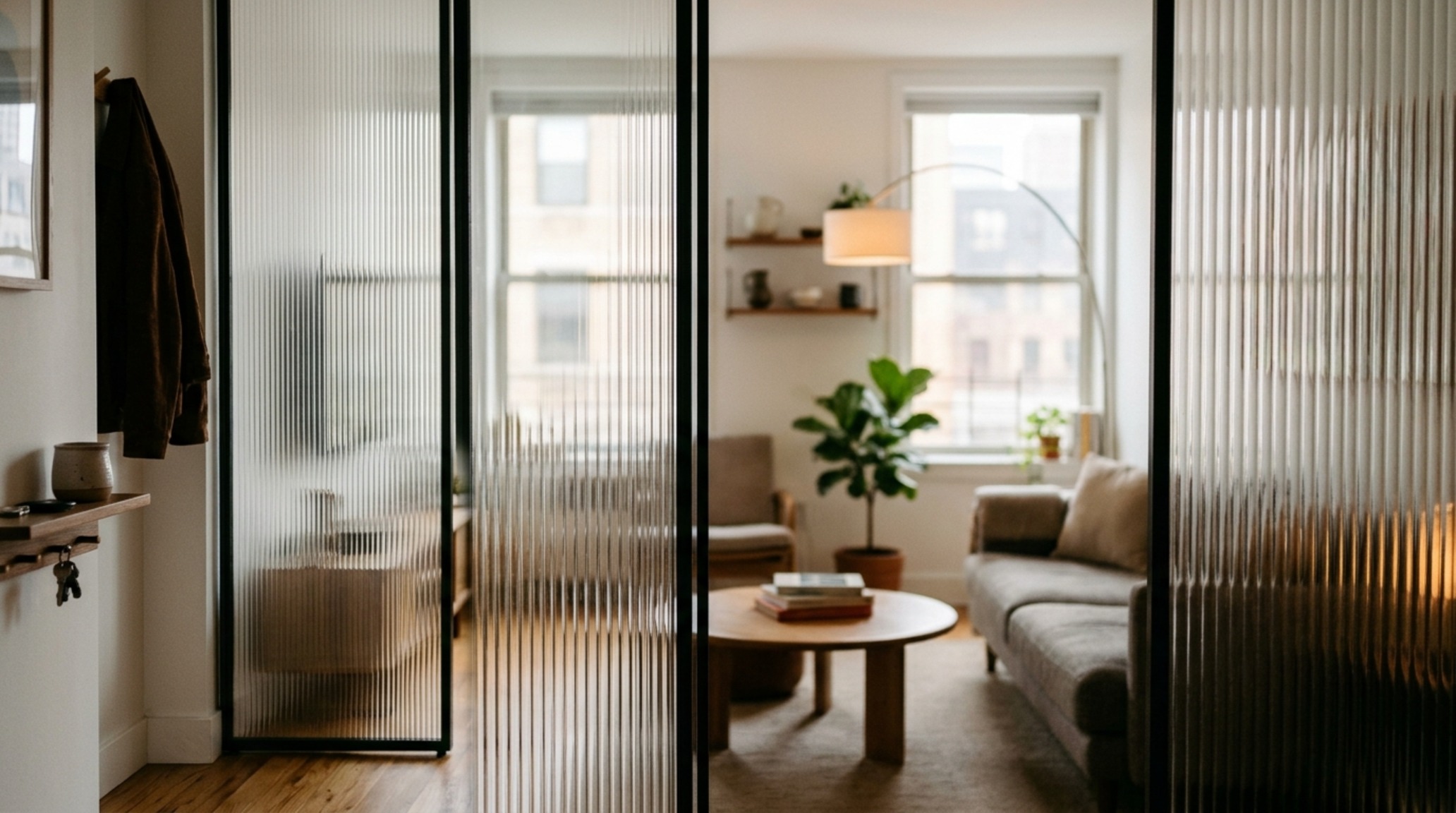 modern decorating ideas for a small apartment ideas with a curated glass partition and sheer linen curtains for soft light diffusion modern decorating ideas for a small apartment ideas with a curated glass partition and sheer linen curtains for soft light diffusion