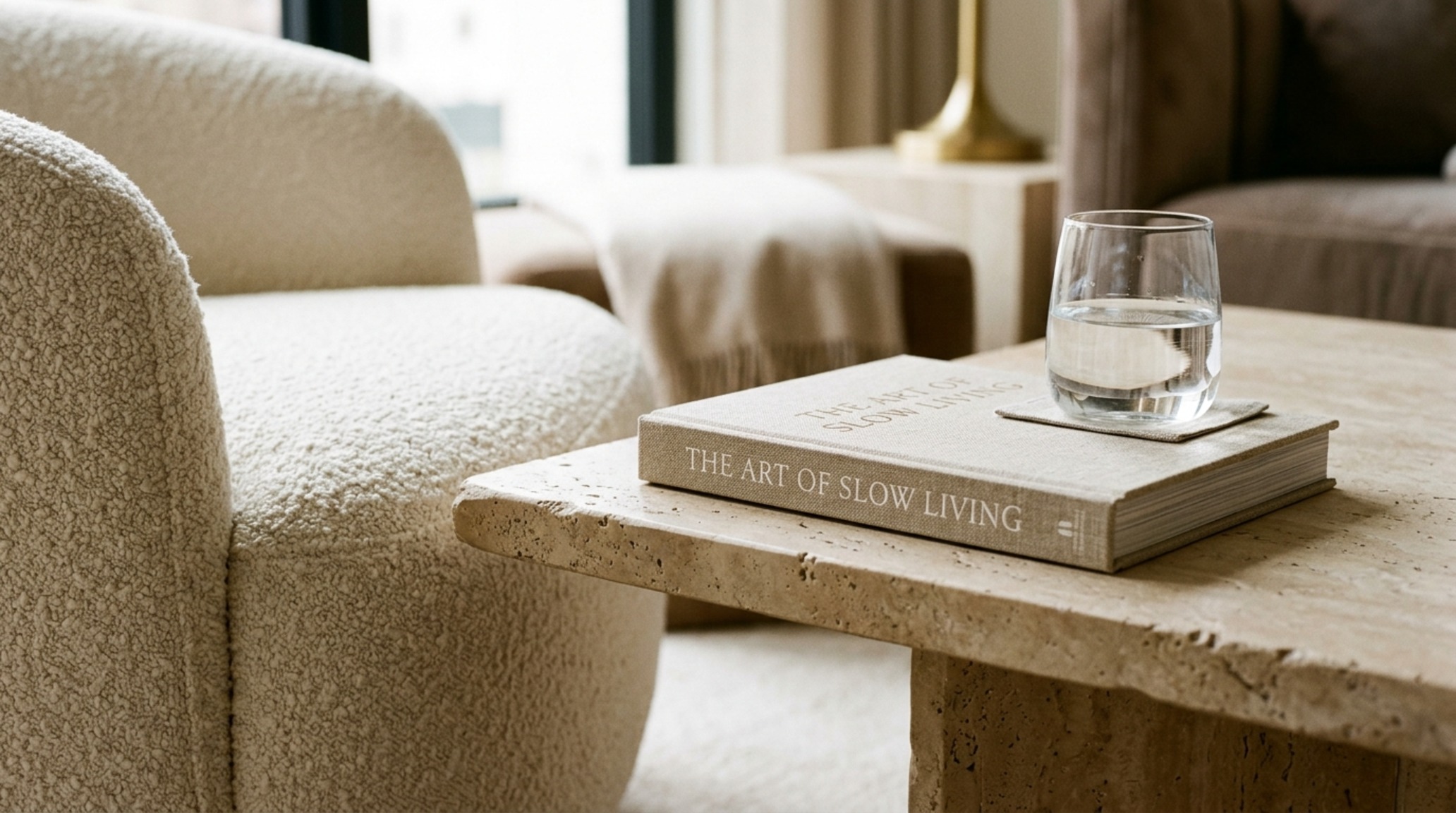 luxury decorating ideas for a small apartment textures showcasing a honed travertine coffee table paired with Belgian linen upholstery luxury decorating ideas for a small apartment textures showcasing a honed travertine coffee table paired with Belgian linen upholstery