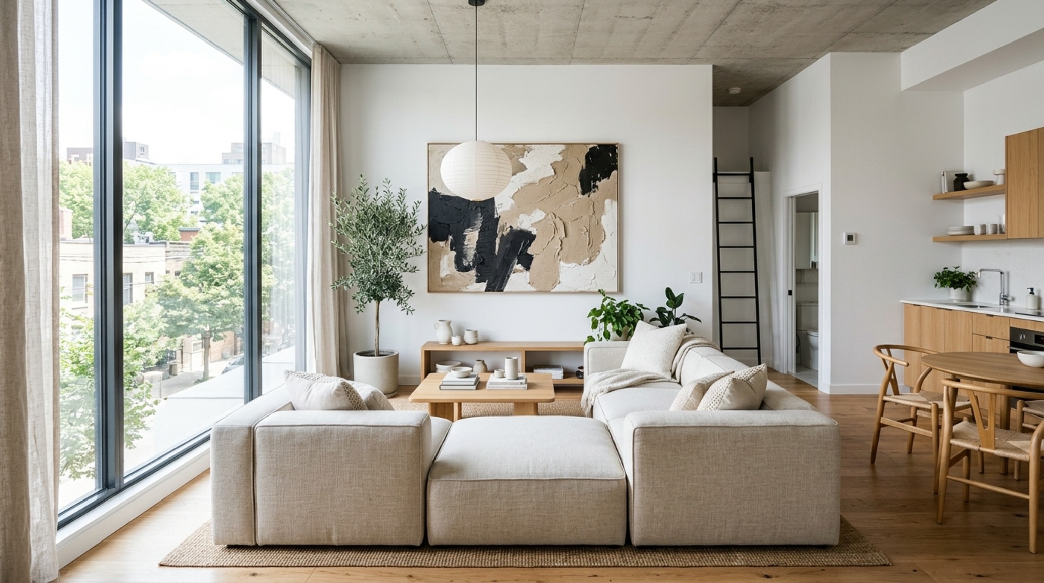 modern decorating ideas for a small apartment ideas using oversized abstract art on a Benjamin Moore Swiss Coffee limewash wall modern decorating ideas for a small apartment ideas using oversized abstract art on a Benjamin Moore Swiss Coffee limewash wall