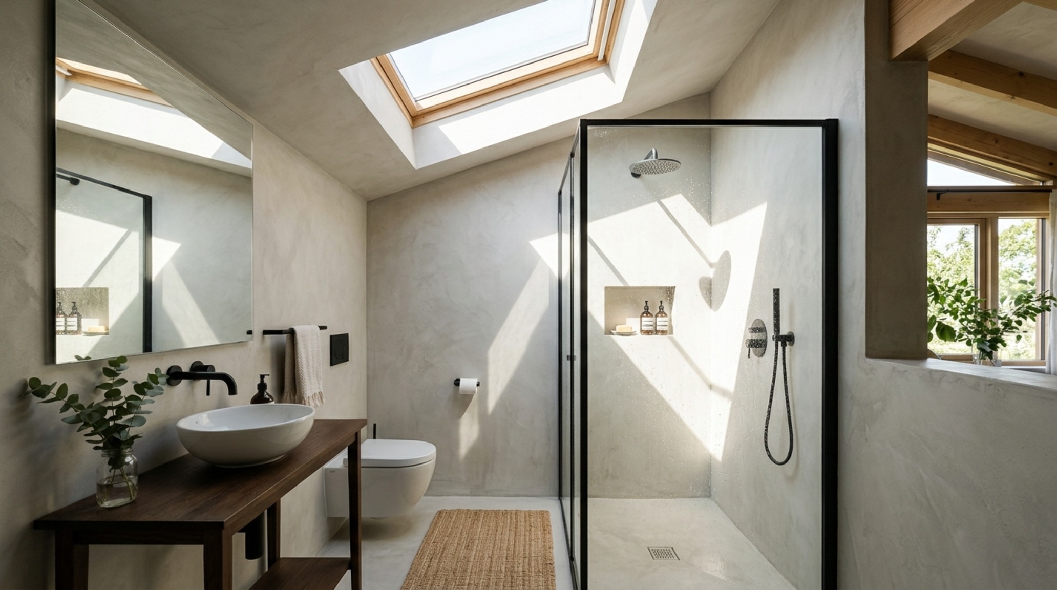 small space dwell magazine bathrooms with a skylight above a compact walk-in shower for vertical light expansion small space dwell magazine bathrooms with a skylight above a compact walk-in shower for vertical light expansion