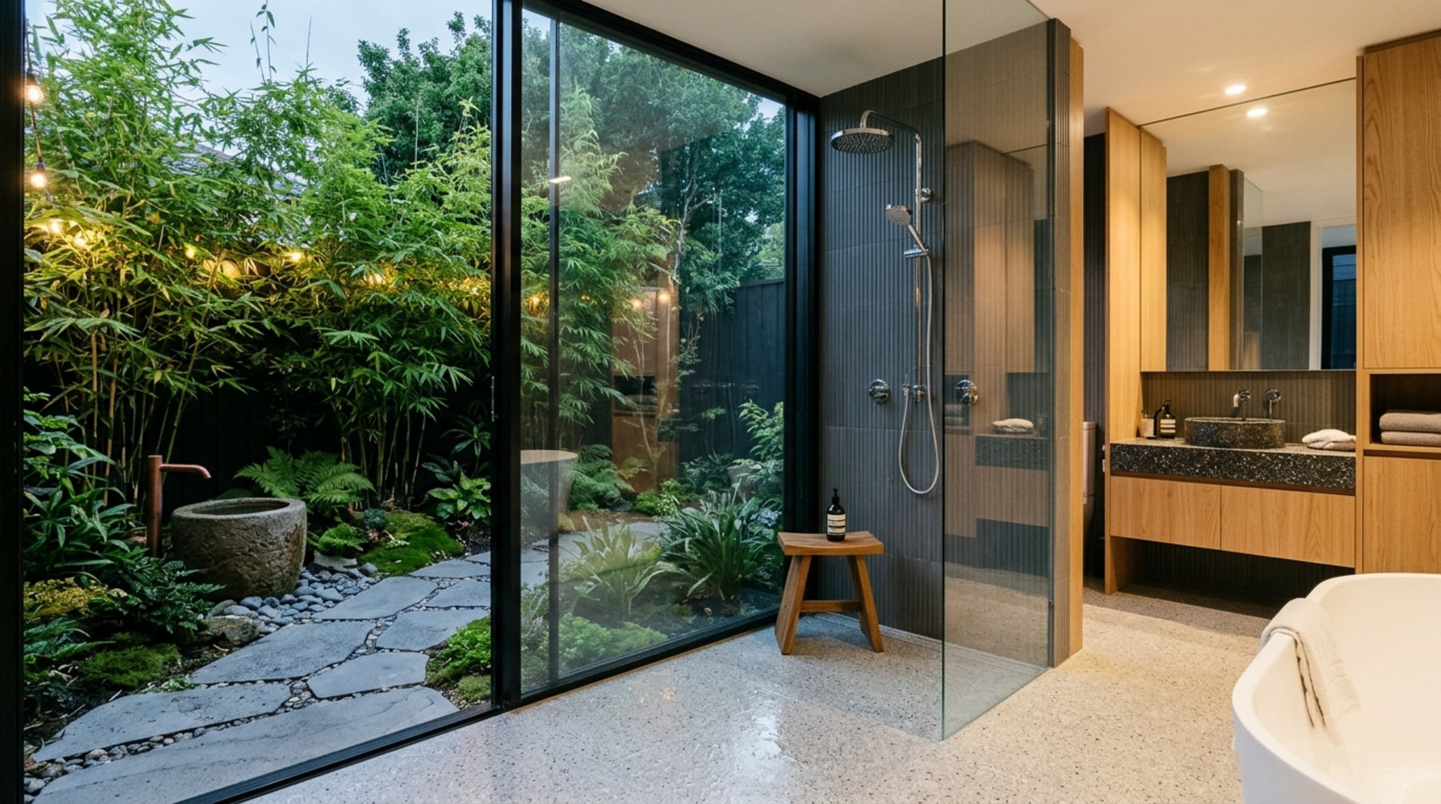 modern dwell magazine bathrooms ideas focusing on the connection to an outdoor private garden through floor-to-ceiling glass modern dwell magazine bathrooms ideas focusing on the connection to an outdoor private garden through floor-to-ceiling glass