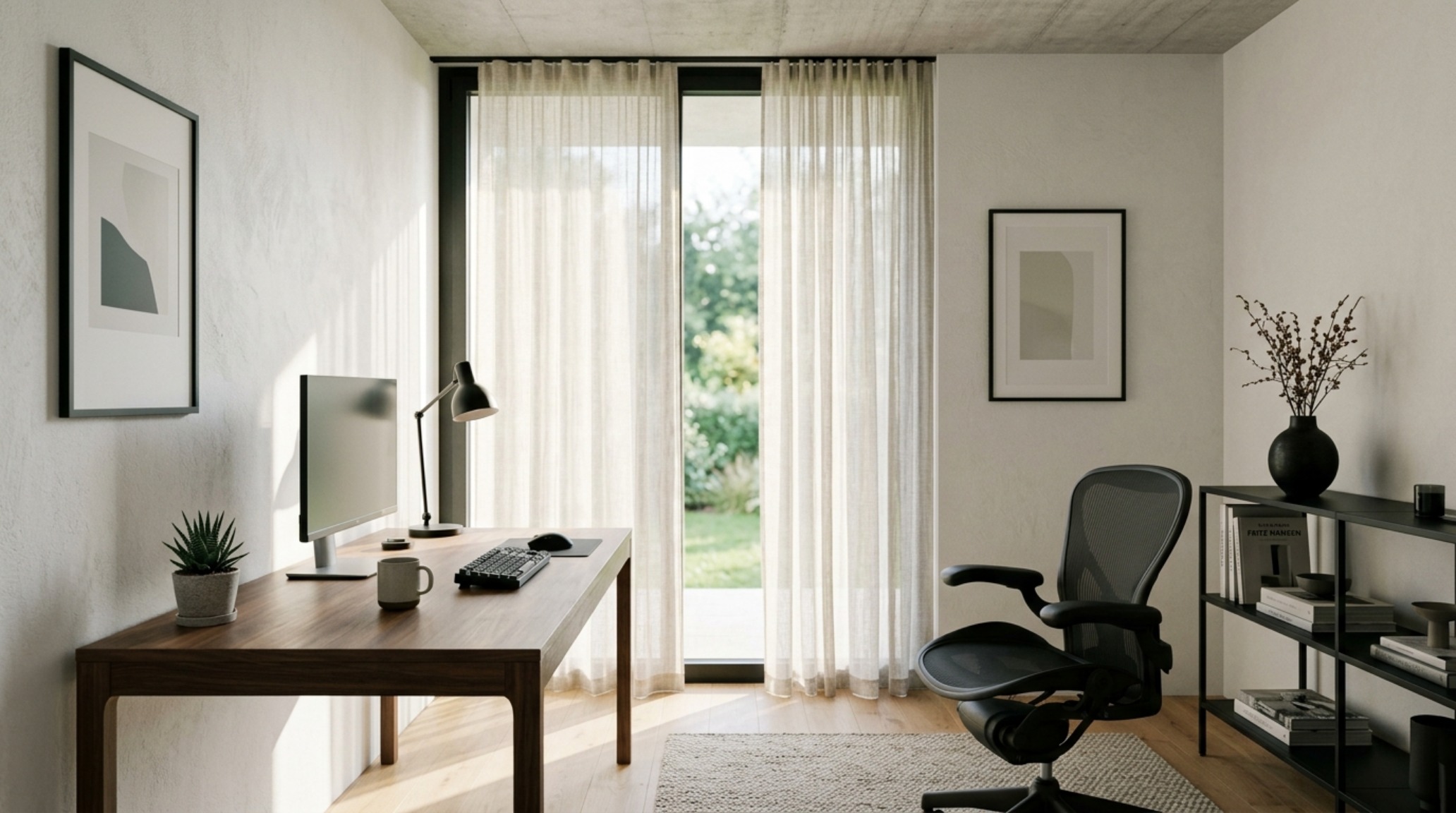 modern how to organize your office space at home ideas featuring a minimalist walnut desk with concealed cable management and matte black task lighting modern how to organize your office space at home ideas featuring a minimalist walnut desk with concealed cable management and matte black task lighting