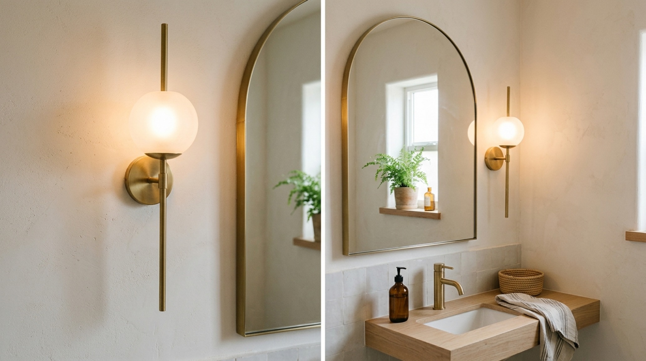 ideas for small bathrooms lighting guide demonstrating eye-level frosted glass sconces at 2700K to provide shadow-free illumination at the vanity mirror. ideas for small bathrooms lighting guide demonstrating eye-level frosted glass sconces at 2700K to provide shadow-free illumination at the vanity mirror.