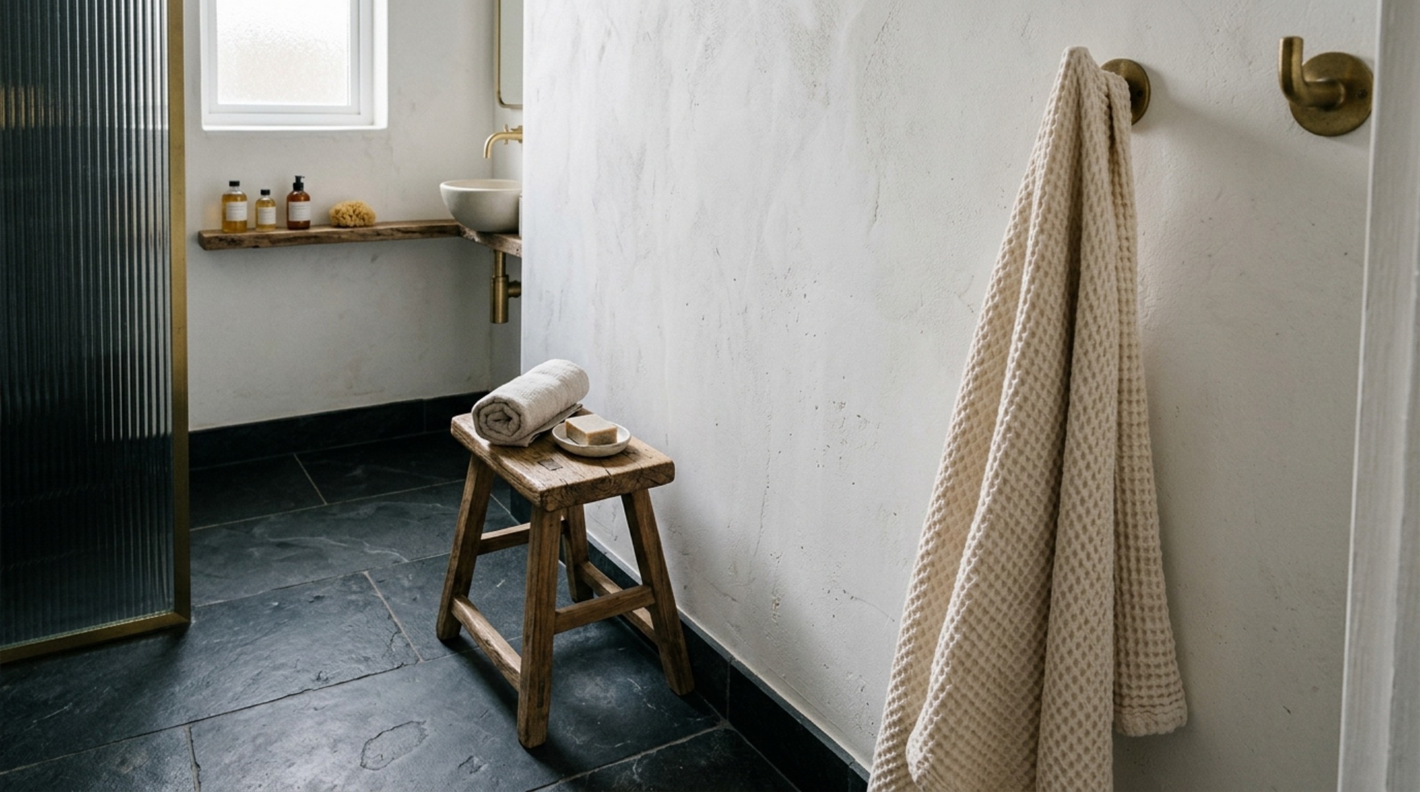 luxury ideas for small bathrooms textures focusing on the tactile contrast between a matte basalt floor tile and a soft linen-weave shower curtain. luxury ideas for small bathrooms textures focusing on the tactile contrast between a matte basalt floor tile and a soft linen-weave shower curtain.