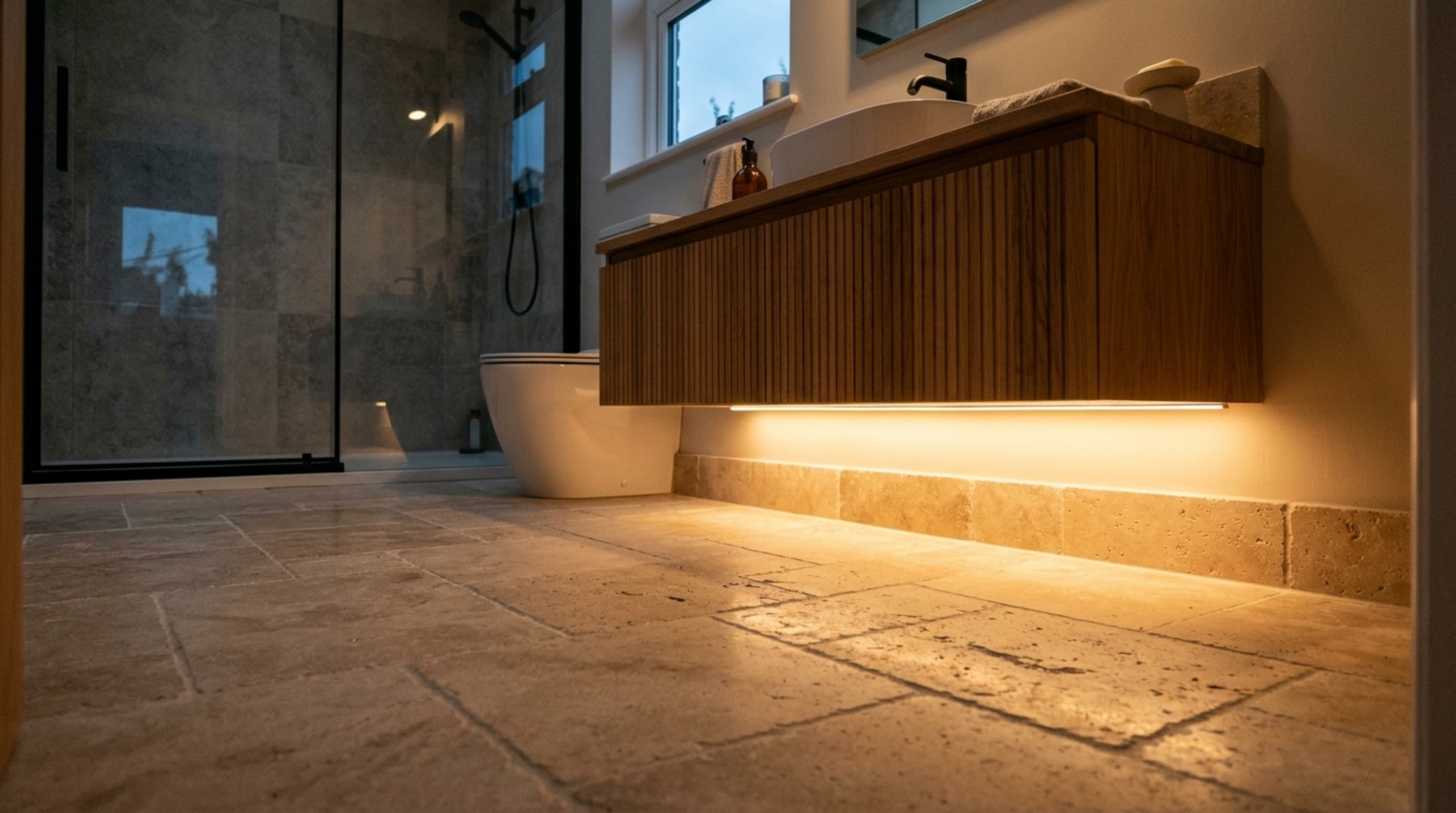 ideas for small bathrooms lighting guide with a motion-activated under-vanity LED strip providing a 2200K warm glow for nighttime visibility. ideas for small bathrooms lighting guide with a motion-activated under-vanity LED strip providing a 2200K warm glow for nighttime visibility.