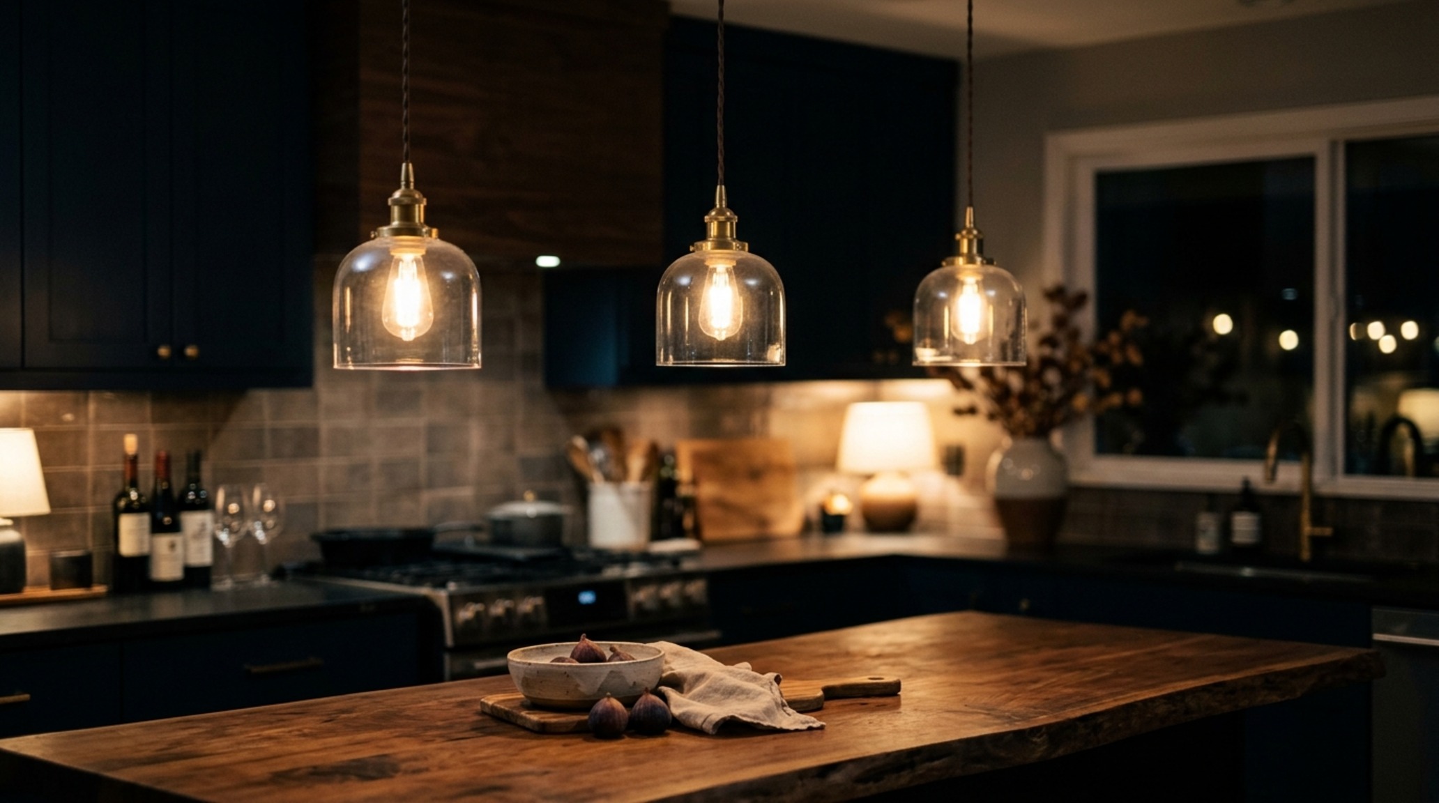 inexpensive apartment decorating ideas lighting guide with a series of low-slung pendant lights over a kitchen island with high-CRI 90+ bulbs. inexpensive apartment decorating ideas lighting guide with a series of low-slung pendant lights over a kitchen island with high-CRI 90+ bulbs.