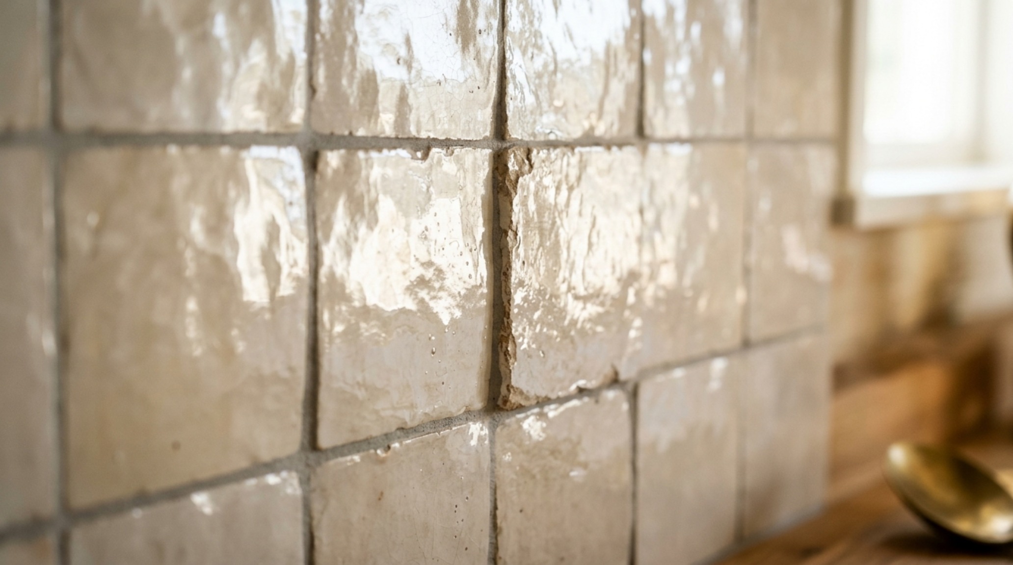 luxury kitchen tile options textures showcasing hand-chiseled Zellige tiles in a soft pearlescent glaze with dramatic natural light grazing the surface luxury kitchen tile options textures showcasing hand-chiseled Zellige tiles in a soft pearlescent glaze with dramatic natural light grazing the surface