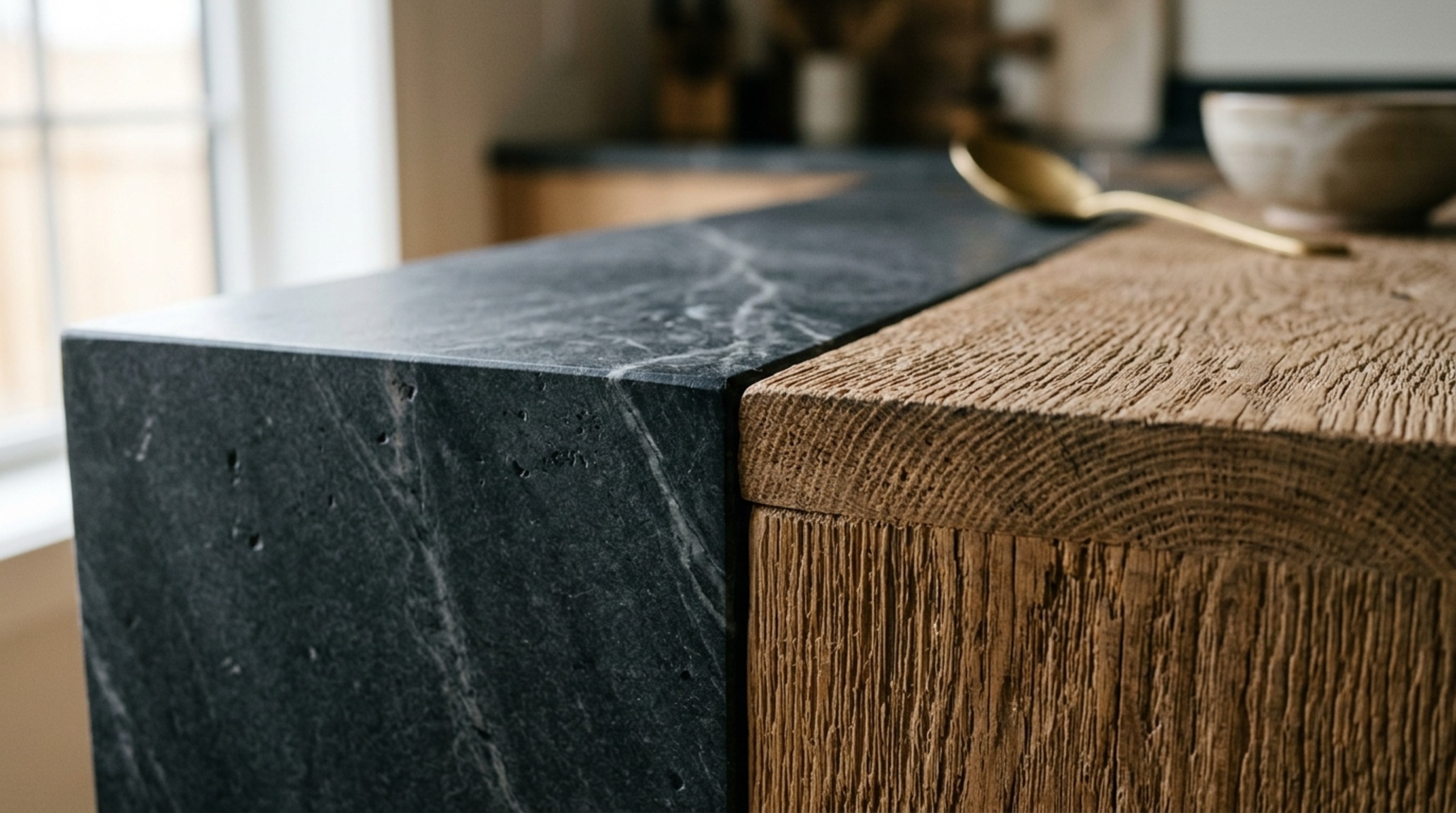 luxury kitchen design trends textures with a close-up on soapstone countertops and sand-blasted timber surfaces showing a rich patina and organic grain luxury kitchen design trends textures with a close-up on soapstone countertops and sand-blasted timber surfaces showing a rich patina and organic grain
