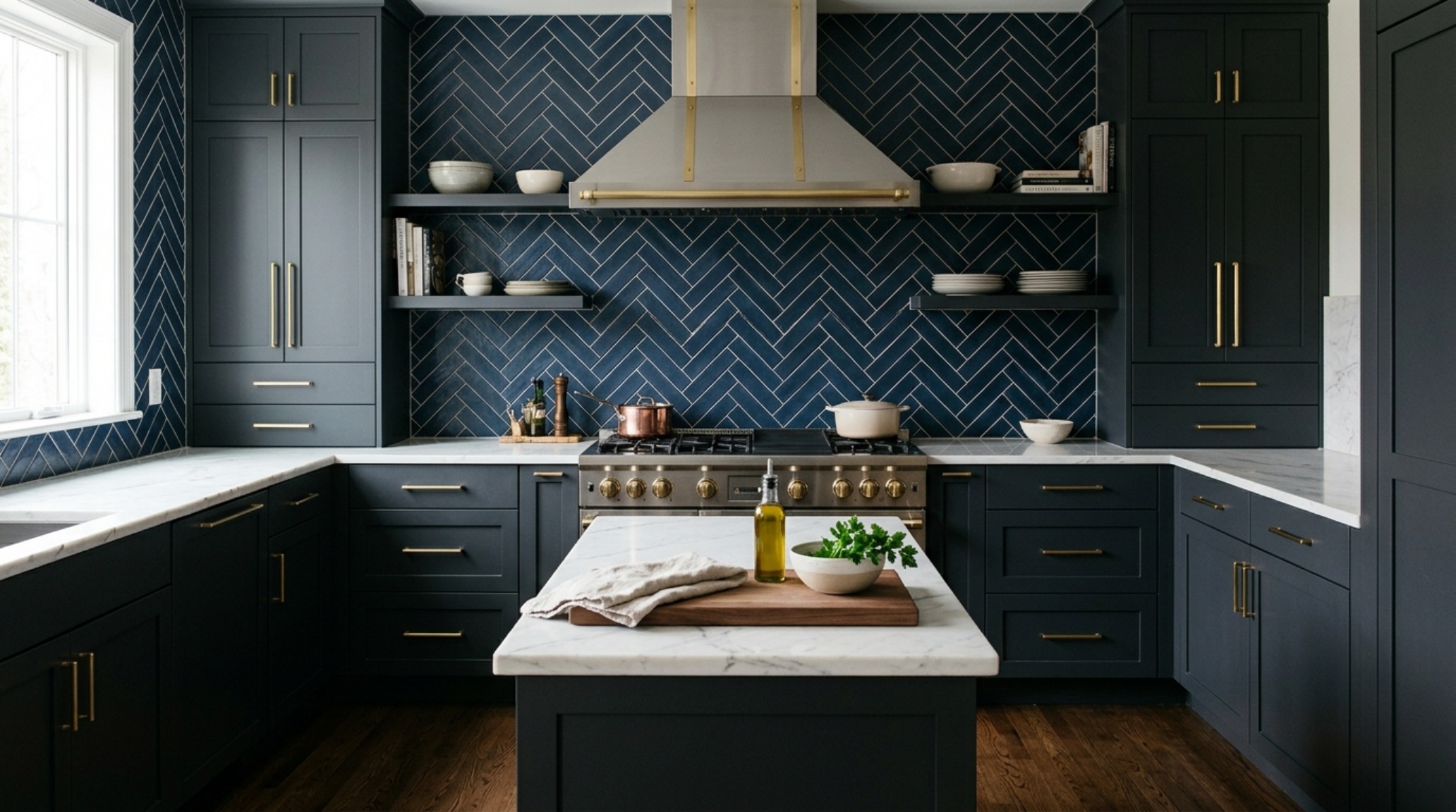 modern kitchen tile options ideas highlighting a monochromatic kitchen with deep navy herringbone backsplash and matching dark quartz countertops modern kitchen tile options ideas highlighting a monochromatic kitchen with deep navy herringbone backsplash and matching dark quartz countertops