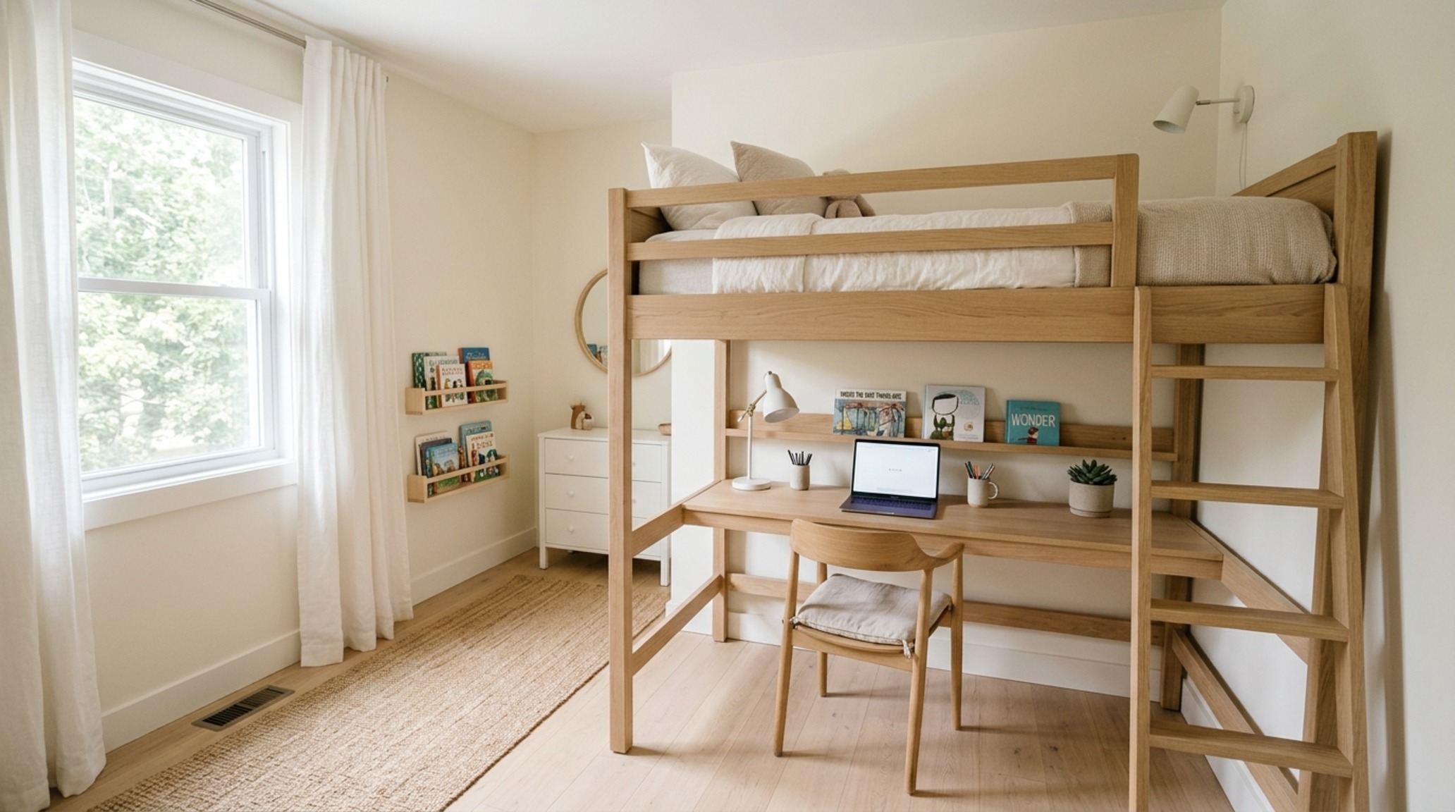 small space modern bedroom furniture for kids showcasing a minimalist loft bed with integrated desk and 36-inch clear walkways. small space modern bedroom furniture for kids showcasing a minimalist loft bed with integrated desk and 36-inch clear walkways.