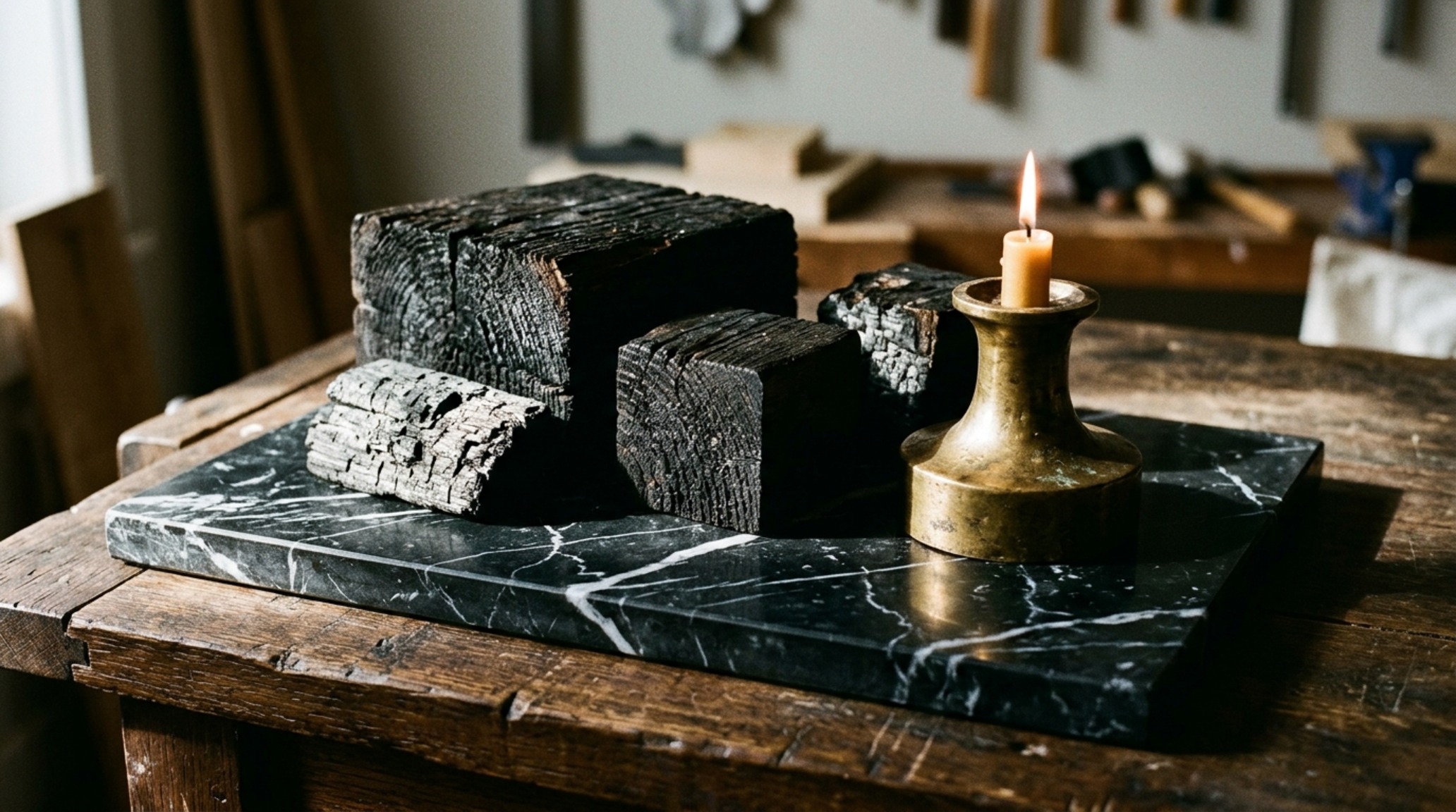 luxury new christmas decorating ideas textures showing the interplay of nero marquina marble and charred cedar festive accents